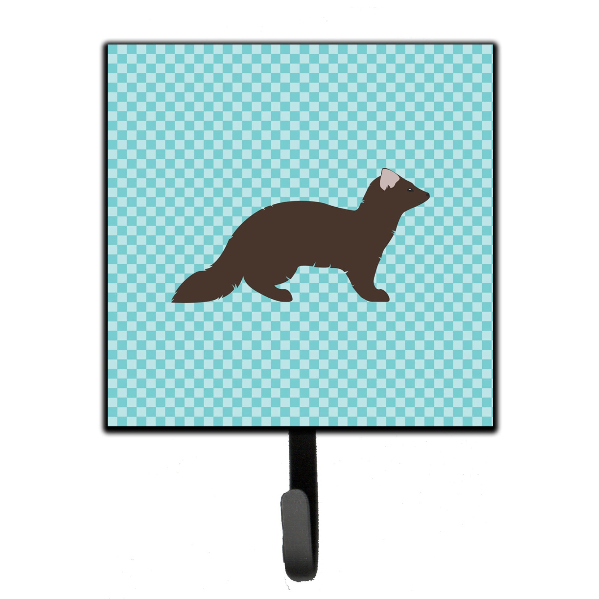 Caroline'S Treasures Sable Marten Blue Check Wall Hook, Small, Multicolor
