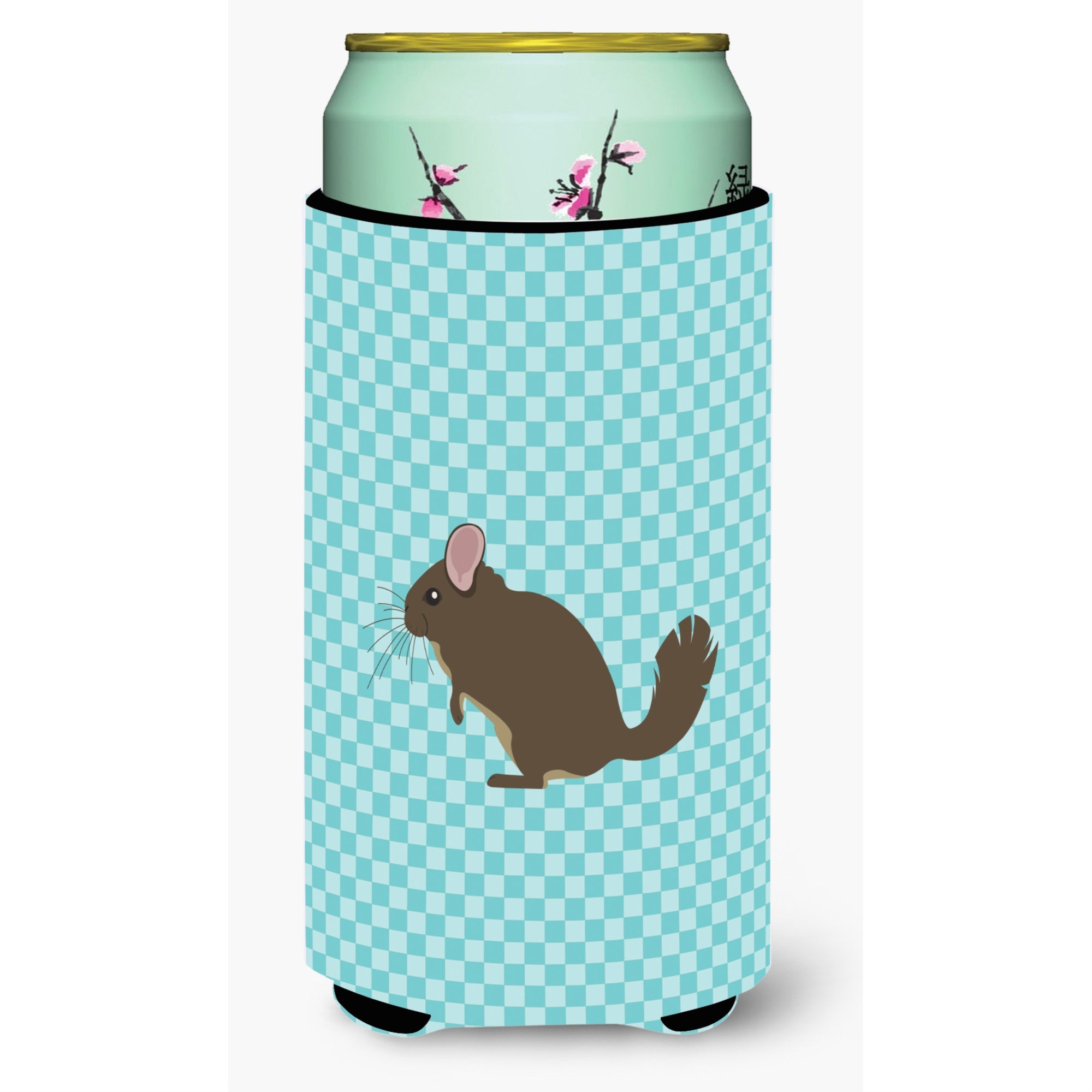Caroline'S Treasures Chinchilla Blue Check Decorative Can Hugger, Tall Boy, Multicolor