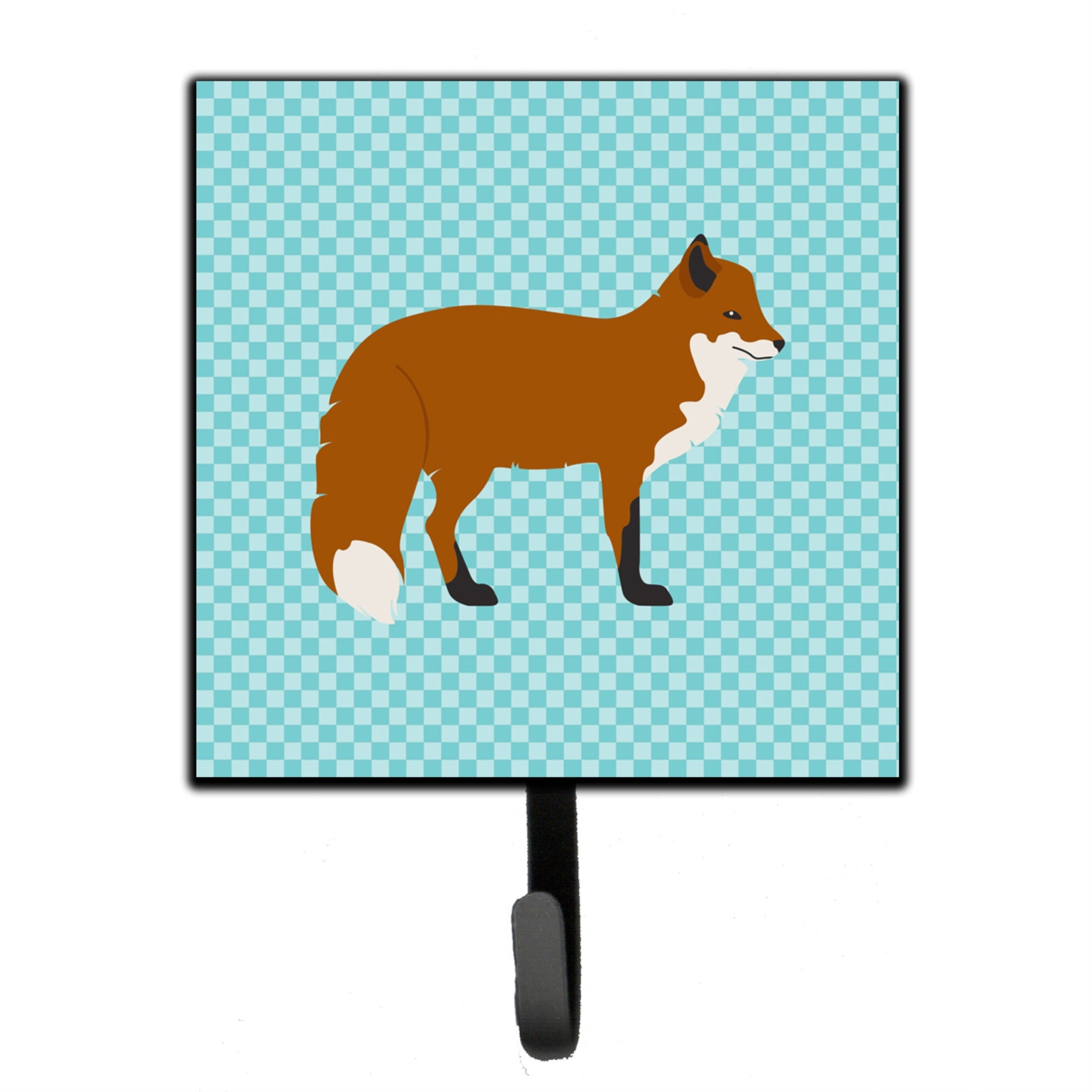Caroline'S Treasures Red Fox Blue Check Wall Hook, Small, Multicolor