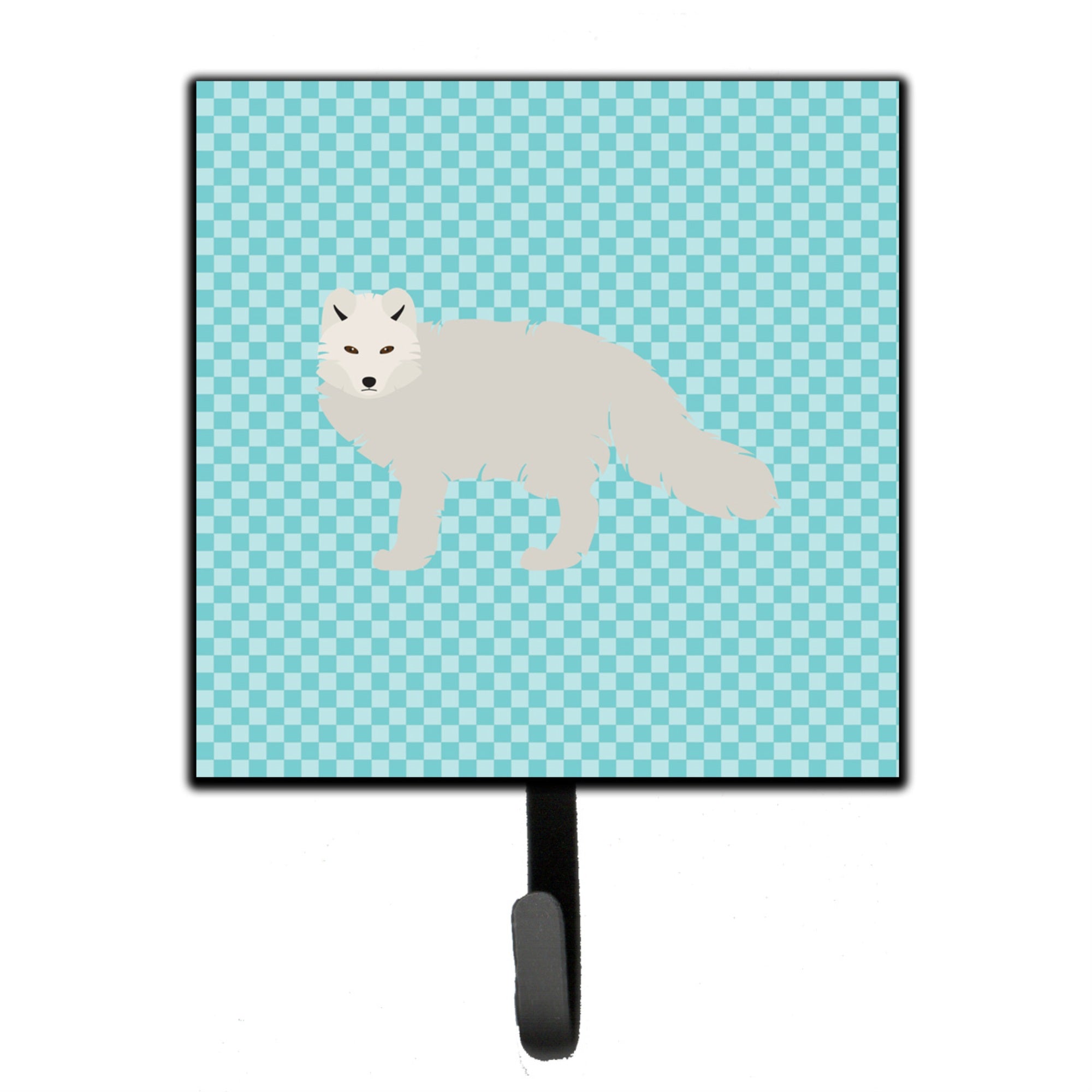Caroline'S Treasures White Arctic Fox Blue Check Wall Hook, Small, Multicolor