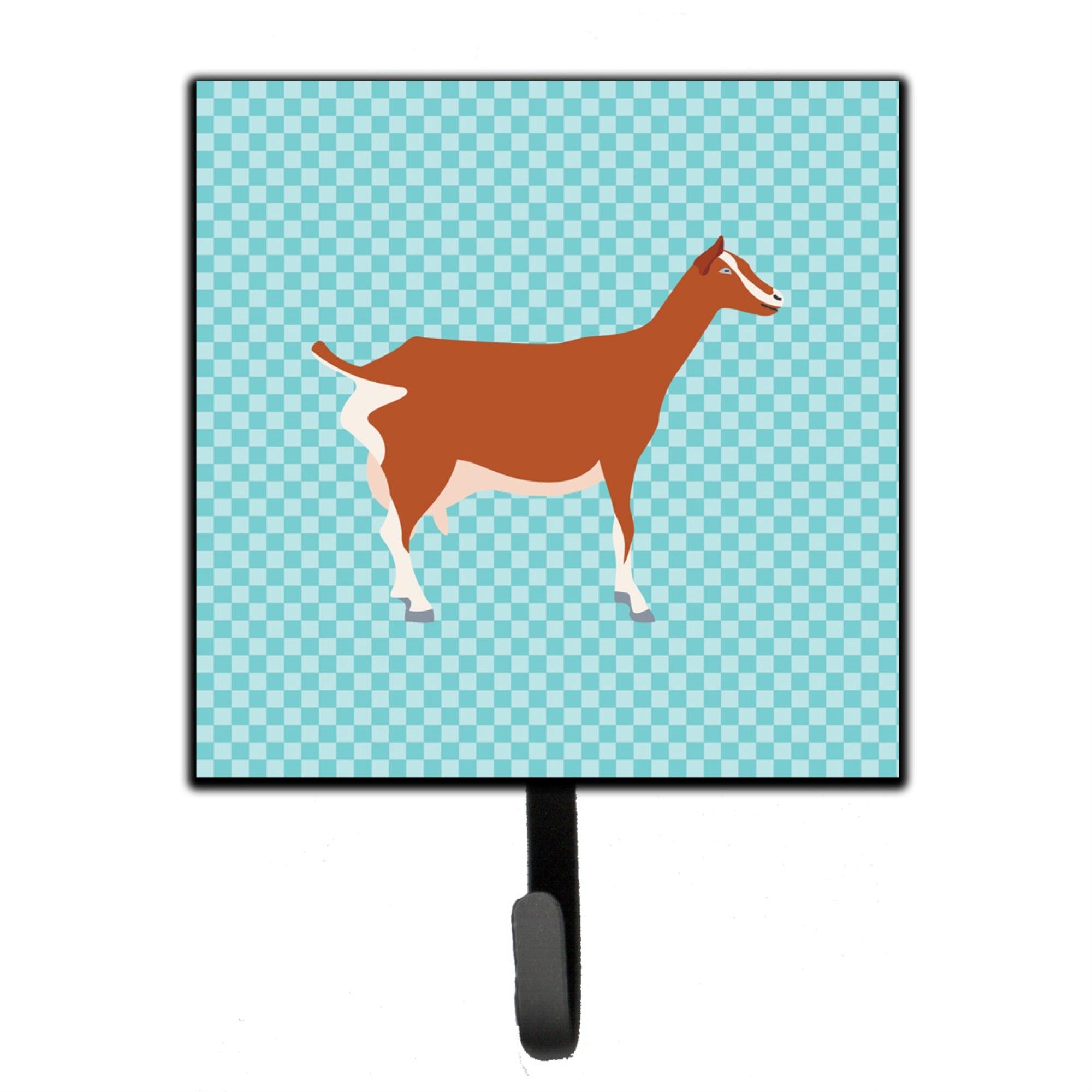 Caroline'S Treasures Toggenburger Goat Blue Check Wall Hook, Small, Multicolor