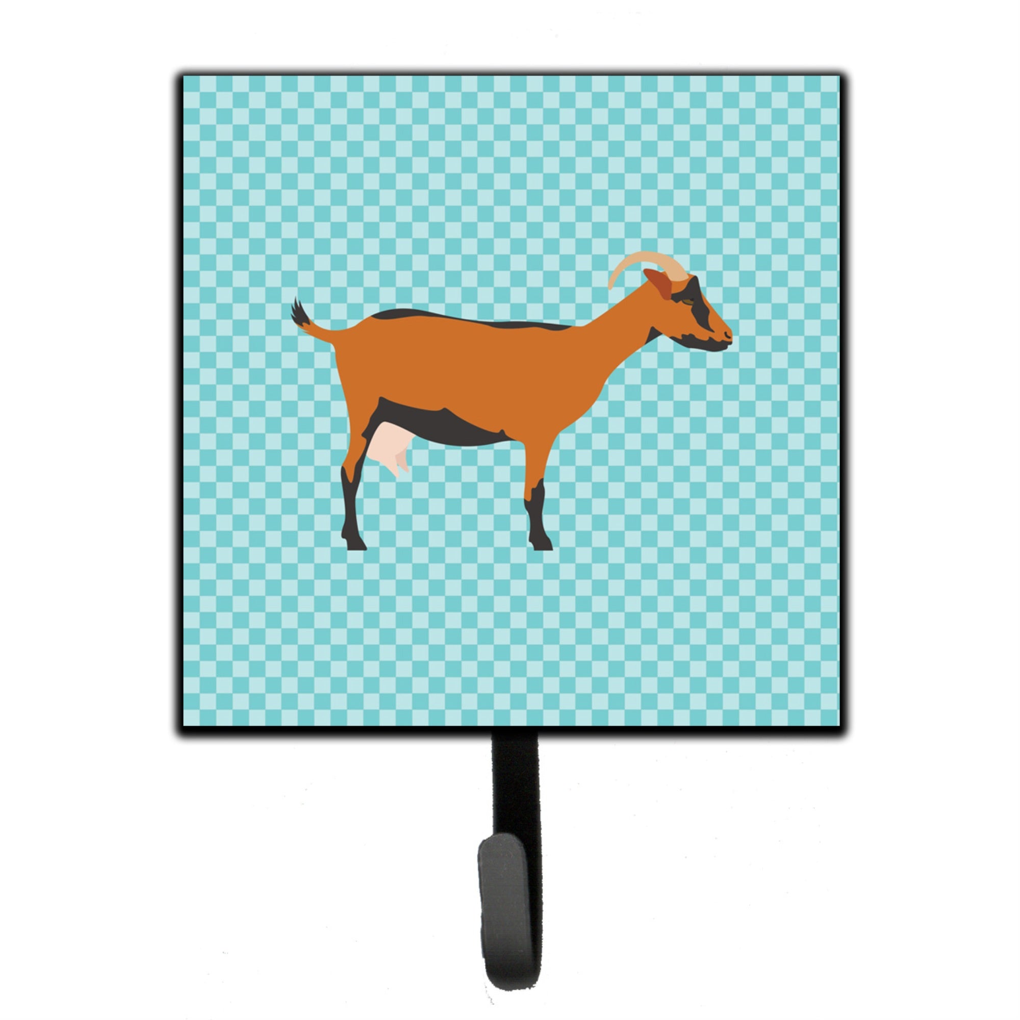 Caroline'S Treasures Oberhasli Goat Blue Check Wall Hook, Small, Multicolor