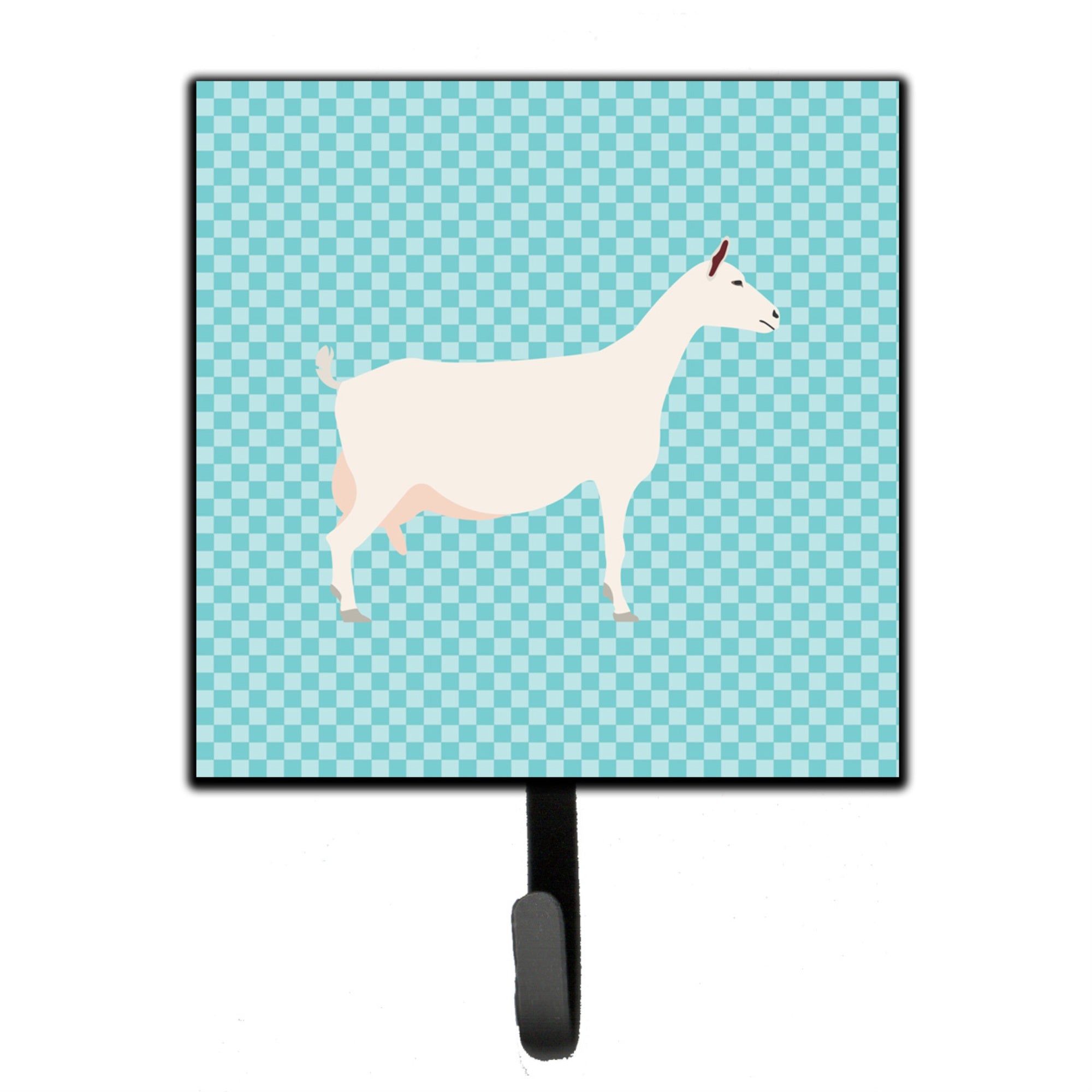 Caroline'S Treasures Saanen Goat Blue Check Wall Hook, Small, Multicolor