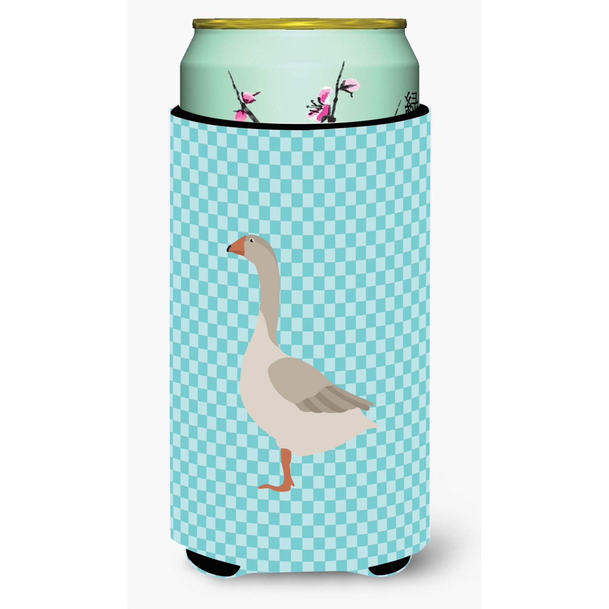 Caroline'S Treasures Steinbacher Goose Blue Check Decorative Can Hugger, Tall Boy, Multicolor