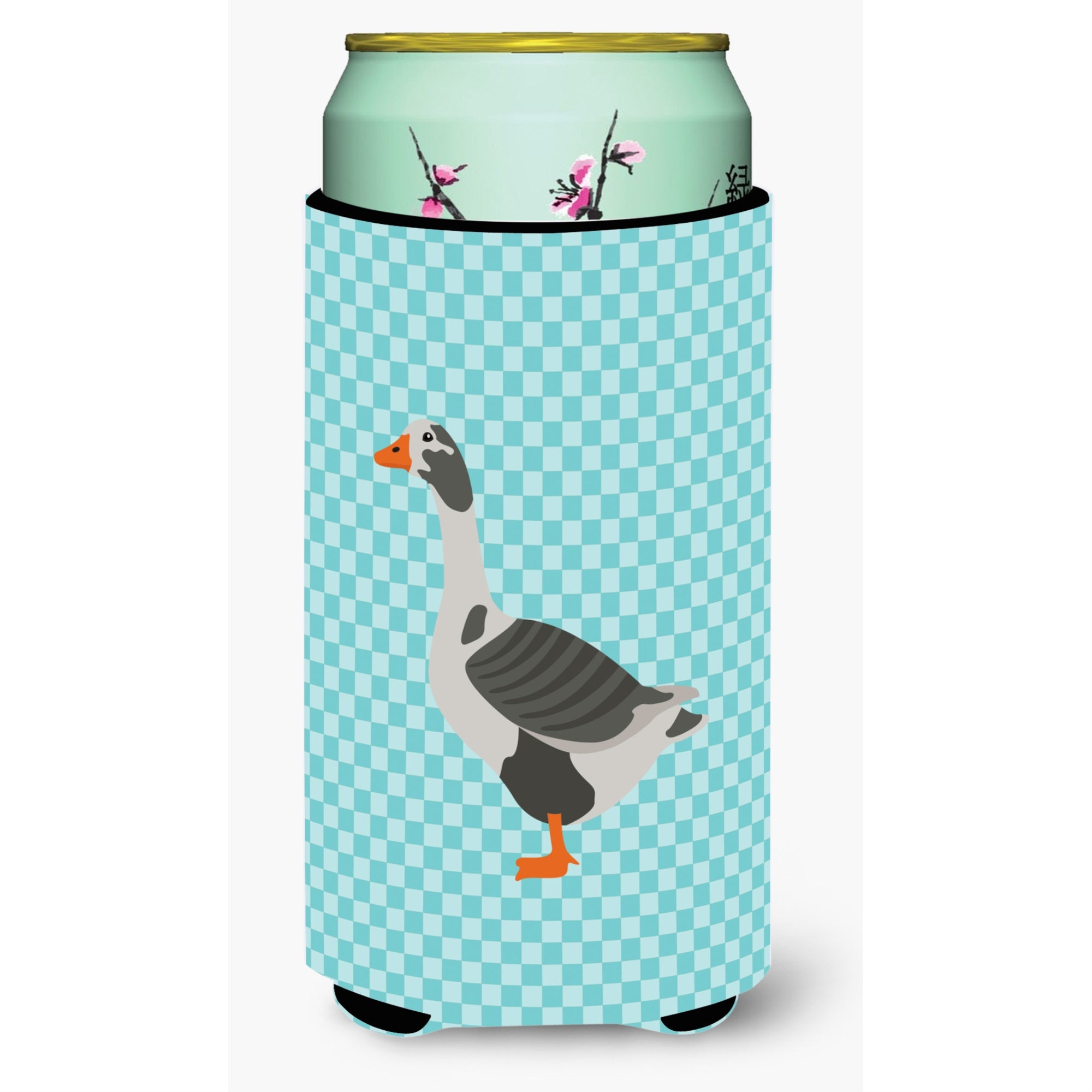 Caroline'S Treasures West Of England Goose Blue Check Decorative Can Hugger, Tall Boy, Multicolor