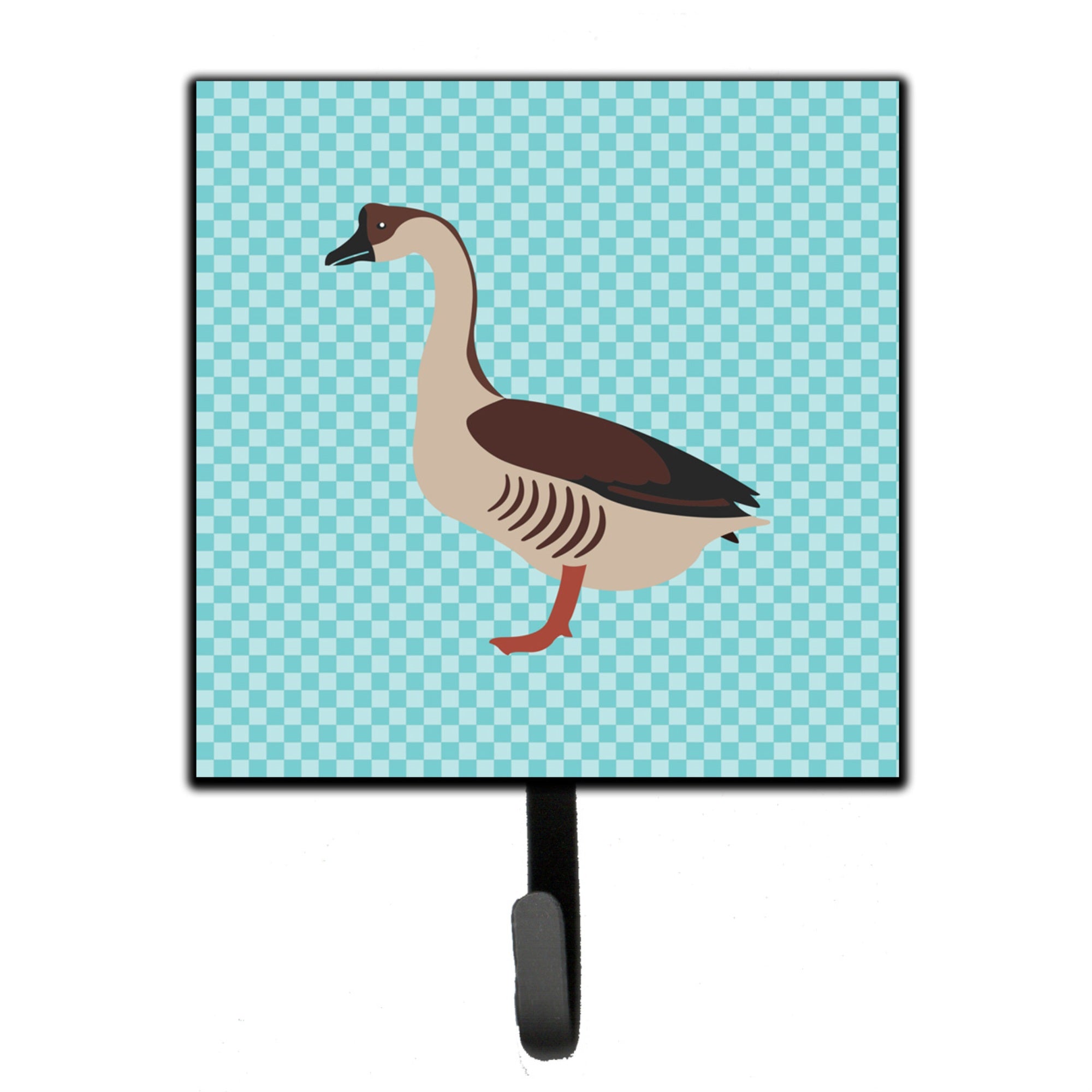 Caroline'S Treasures Chinese Goose Blue Check Wall Hook, Small, Multicolor