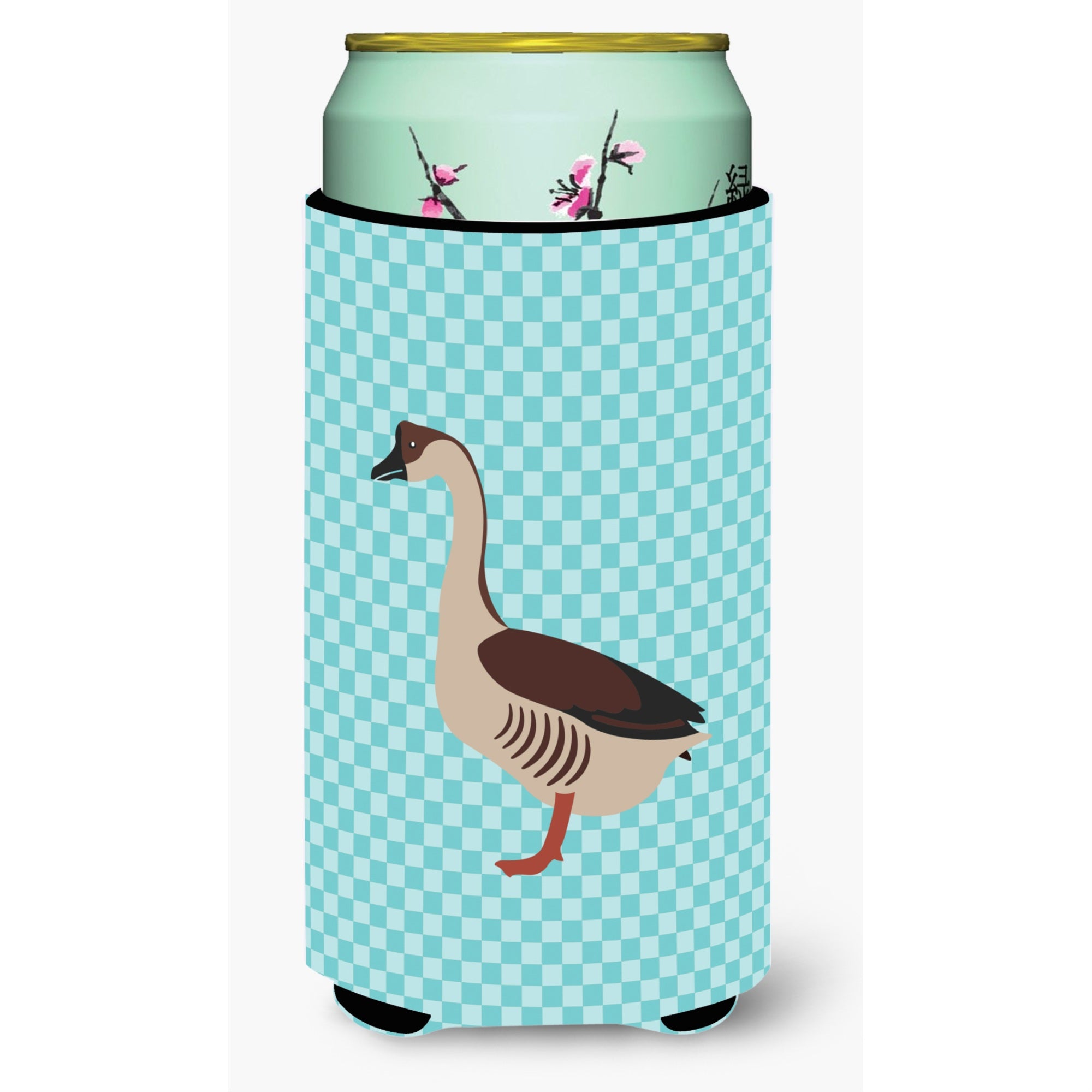 Caroline'S Treasures Chinese Goose Blue Check Decorative Can Hugger, Tall Boy, Multicolor