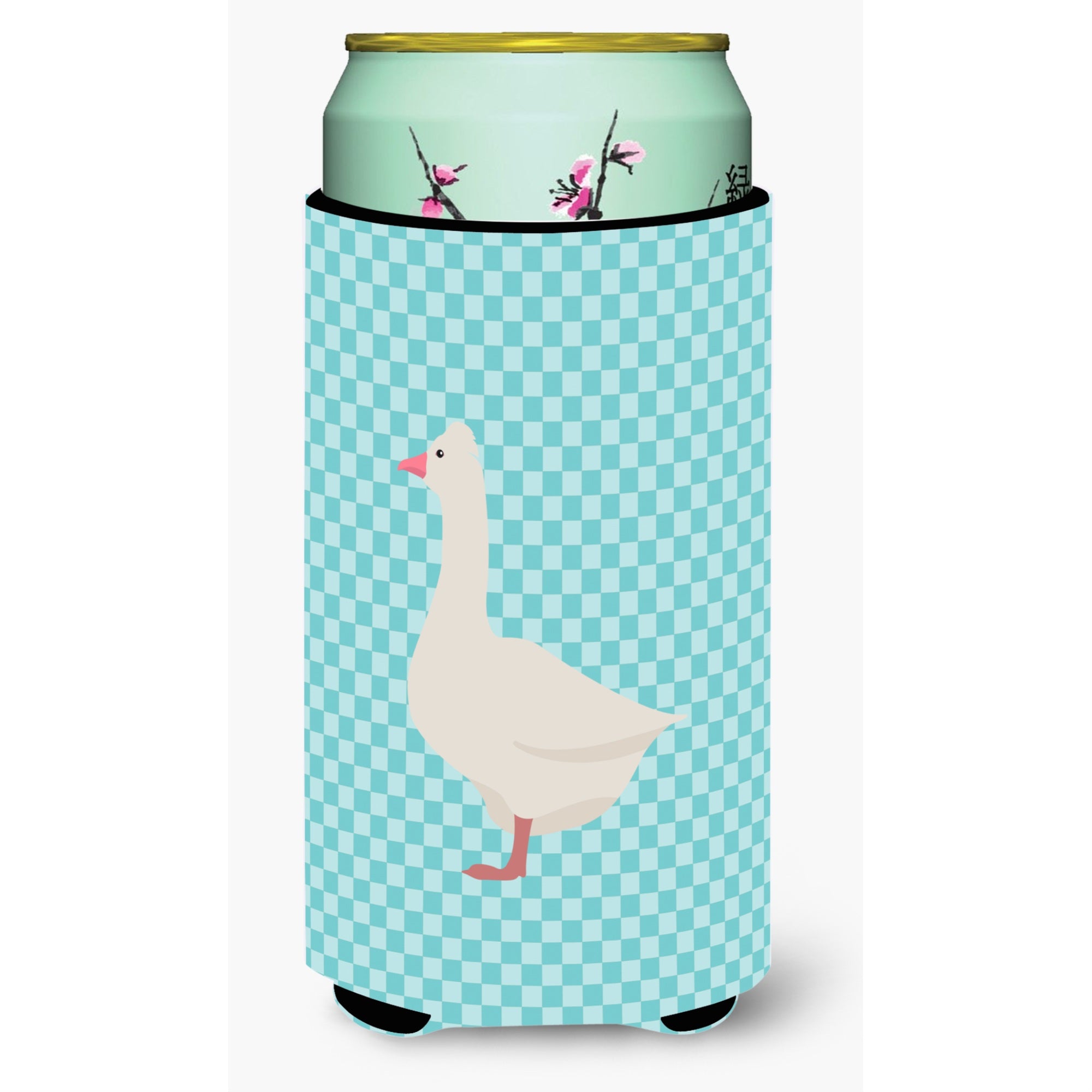 Caroline'S Treasures Roman Goose Blue Check Decorative Can Hugger, Tall Boy, Multicolor