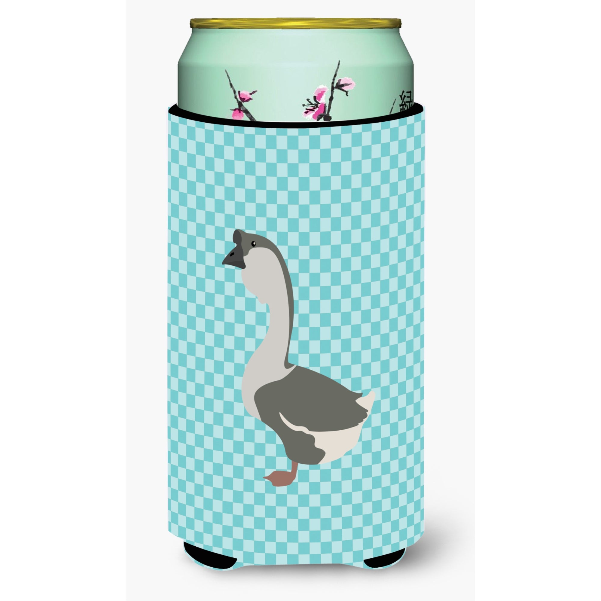 Caroline'S Treasures African Goose Blue Check Decorative Can Hugger, Tall Boy, Multicolor