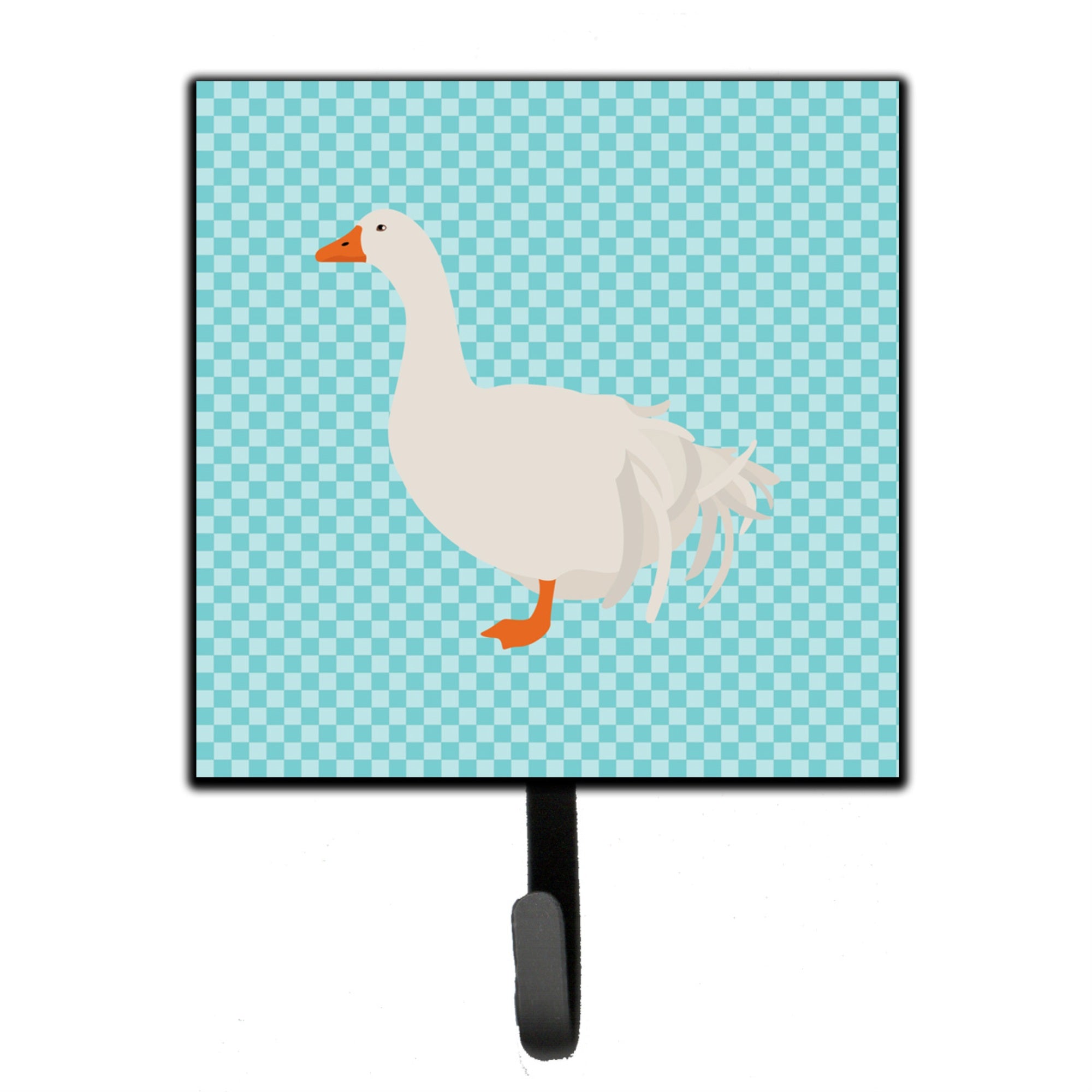 Caroline'S Treasures Sebastopol Goose Blue Check Wall Hook, Small, Multicolor
