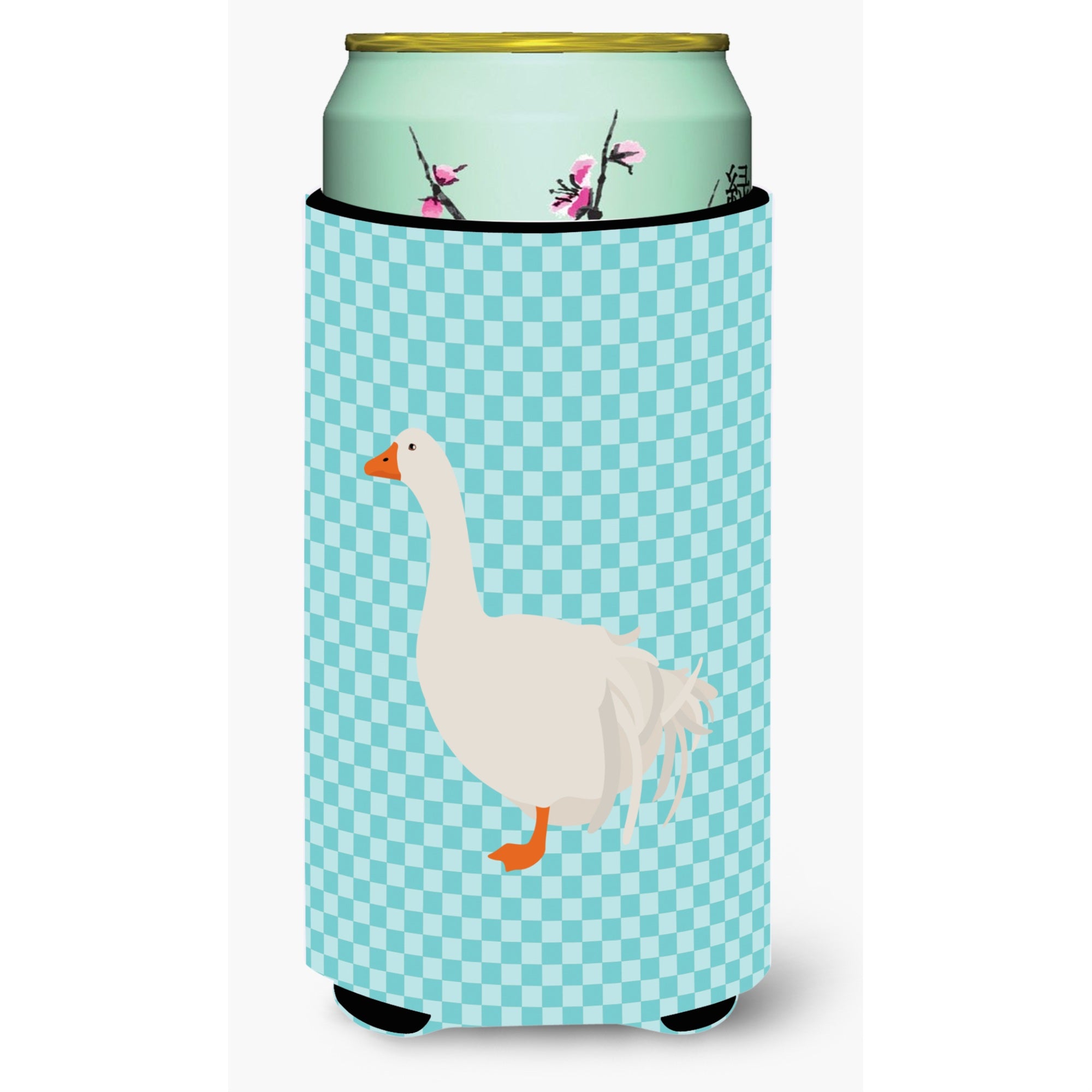Caroline'S Treasures Sebastopol Goose Blue Check Decorative Can Hugger, Tall Boy, Multicolor