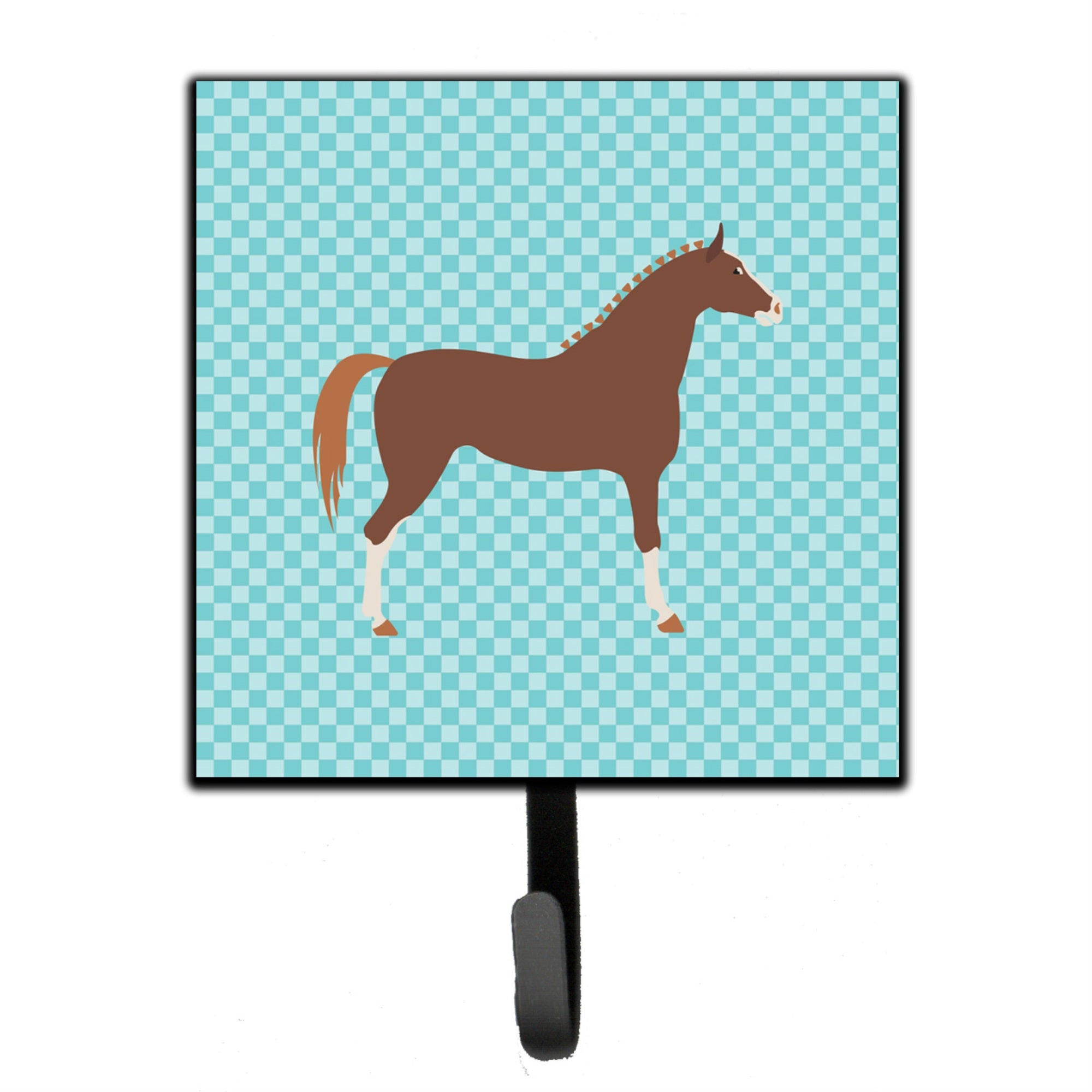 Caroline'S Treasures Hannoverian Horse Blue Check Wall Hook, Small, Multicolor