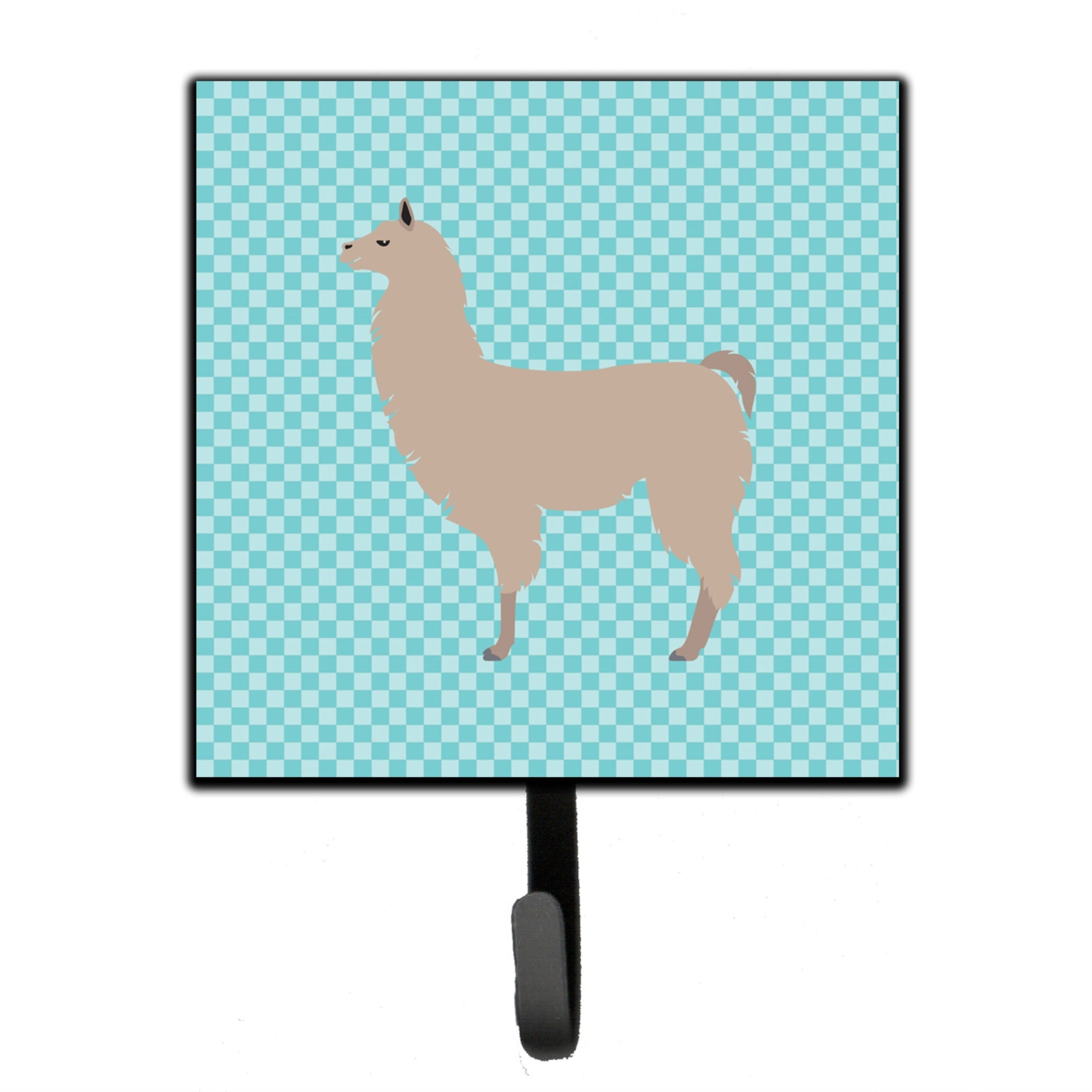 Caroline'S Treasures Llama Blue Check Wall Hook, Small, Multicolor