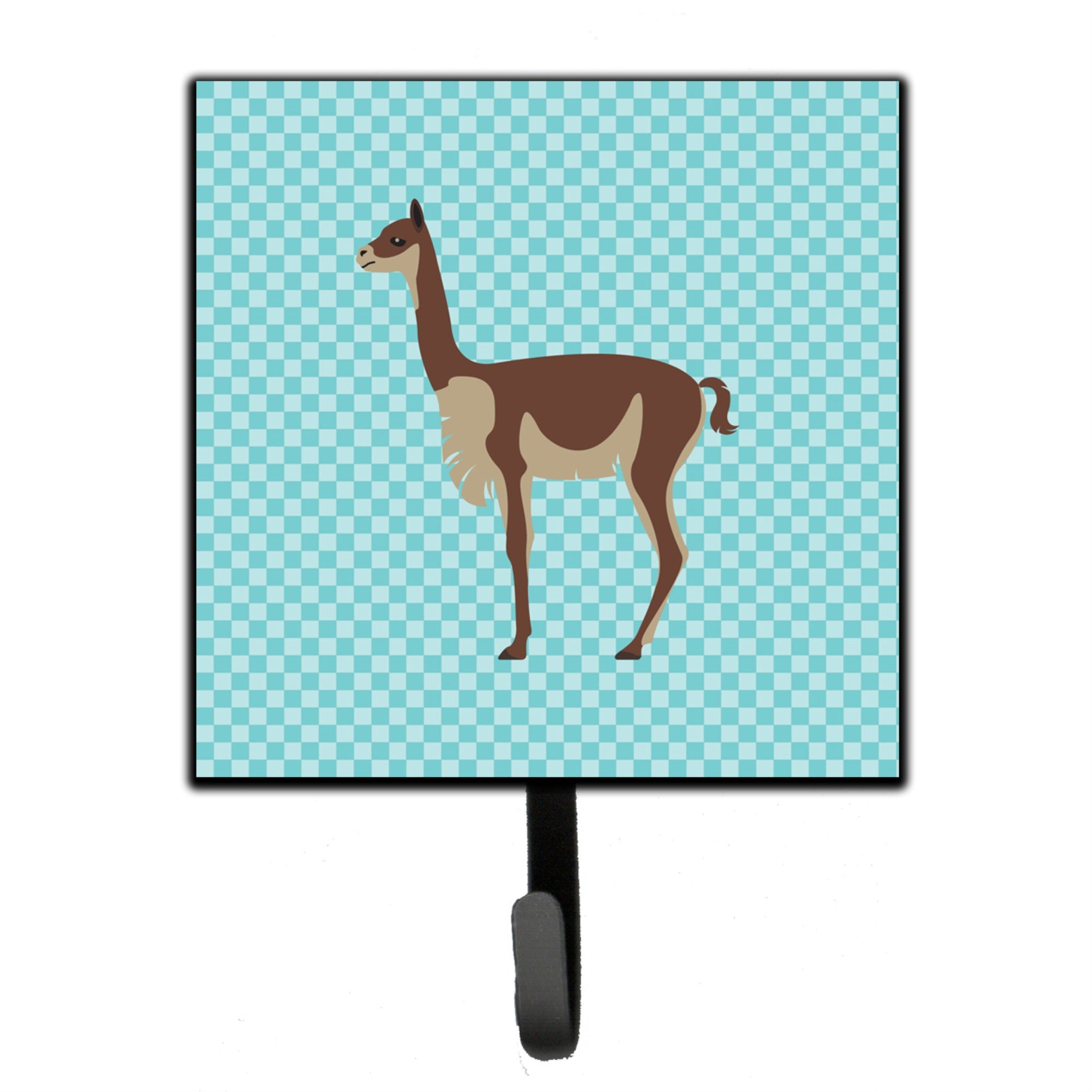 Caroline'S Treasures Vicugna Or Vicuna Blue Check Wall Hook, Small, Multicolor