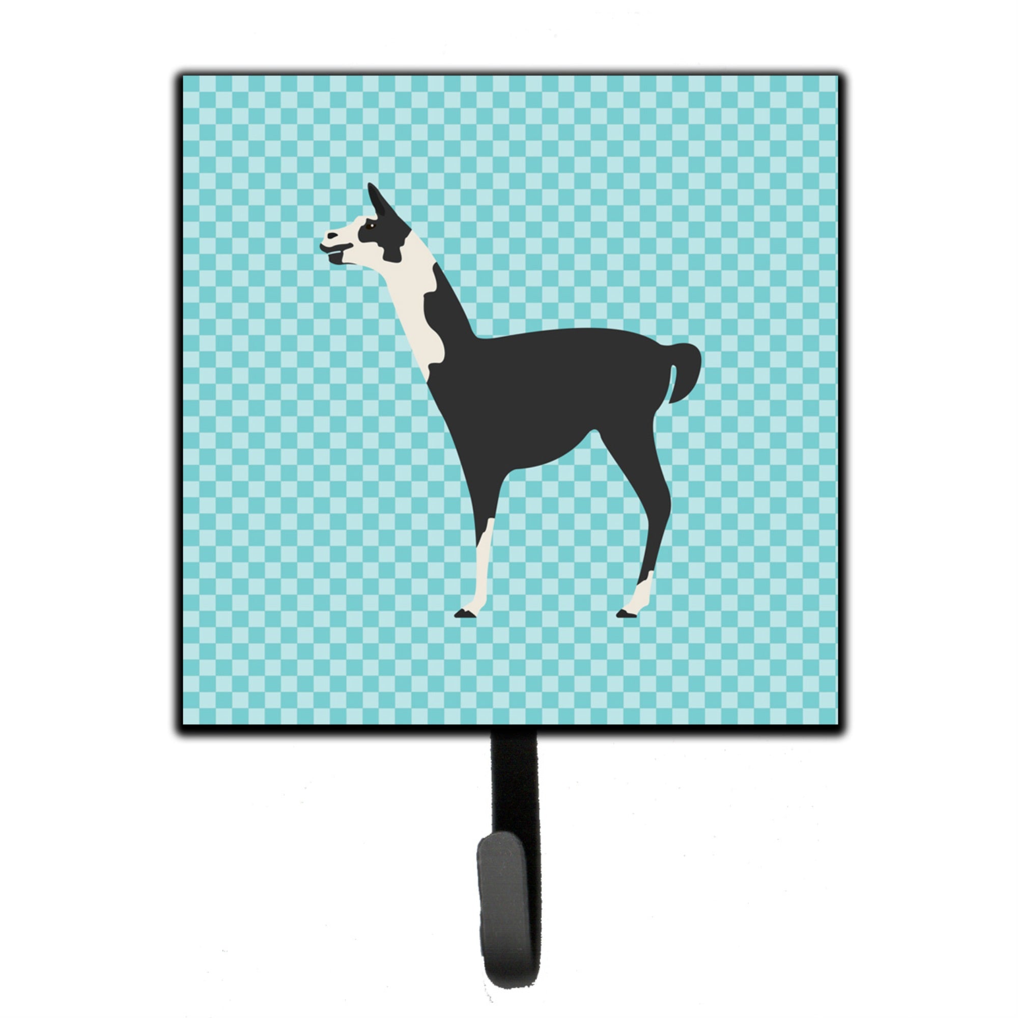 Caroline'S Treasures Llama Q' Ara Blue Check Wall Hook, Small, Multicolor