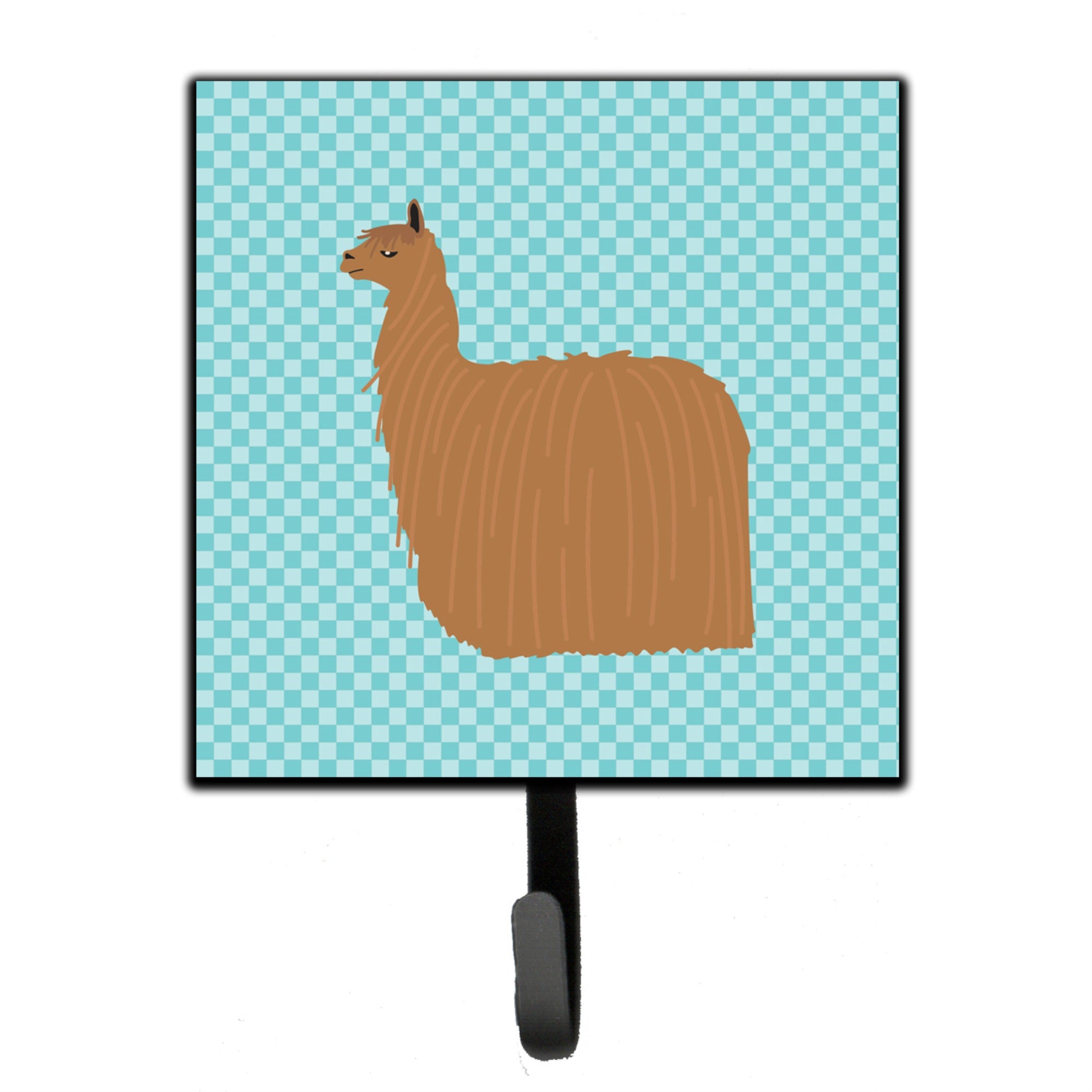 Caroline'S Treasures Alpaca Suri Blue Check Wall Hook, Small, Multicolor