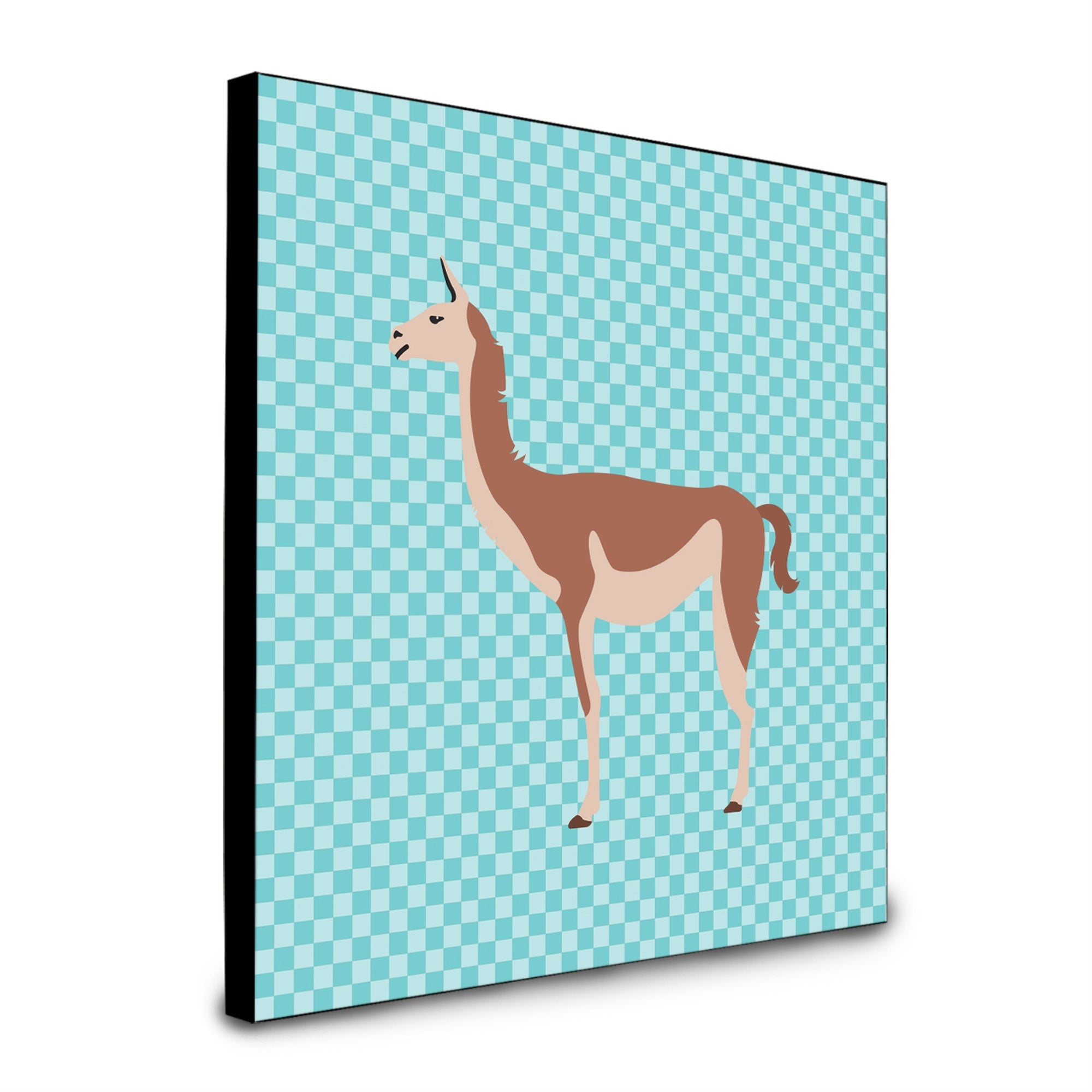 Caroline'S Treasures Guanaco Blue Check Artwork Panel Wall-Decor, Multicolor