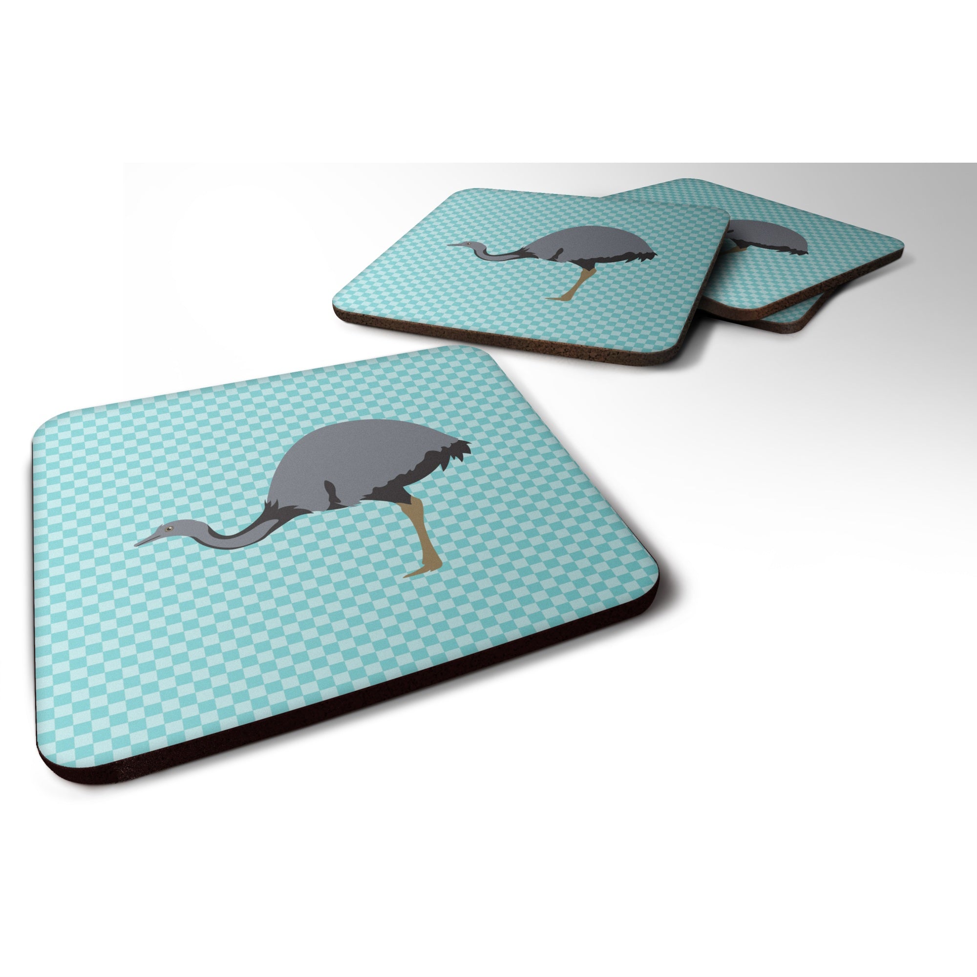 Caroline'S Treasures Rhea Blue Check Decorative Coasters, 3.5, Multicolor