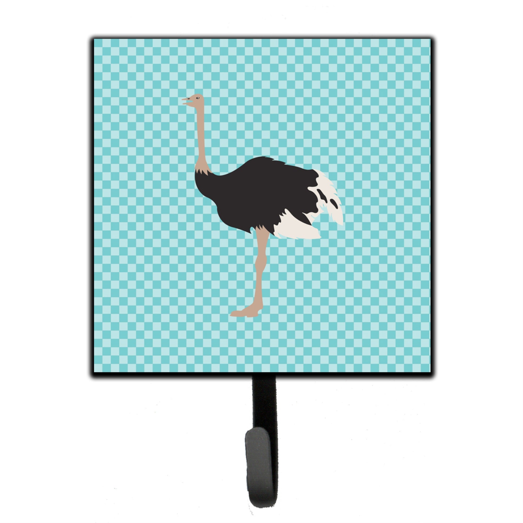 Caroline'S Treasures Common Ostrich Blue Check Wall Hook, Small, Multicolor