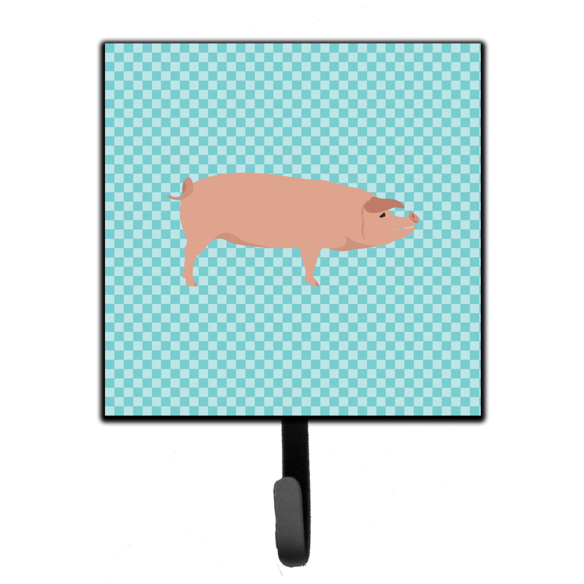 Caroline'S Treasures American Landrace Pig Blue Check Wall Hook, Small, Multicolor