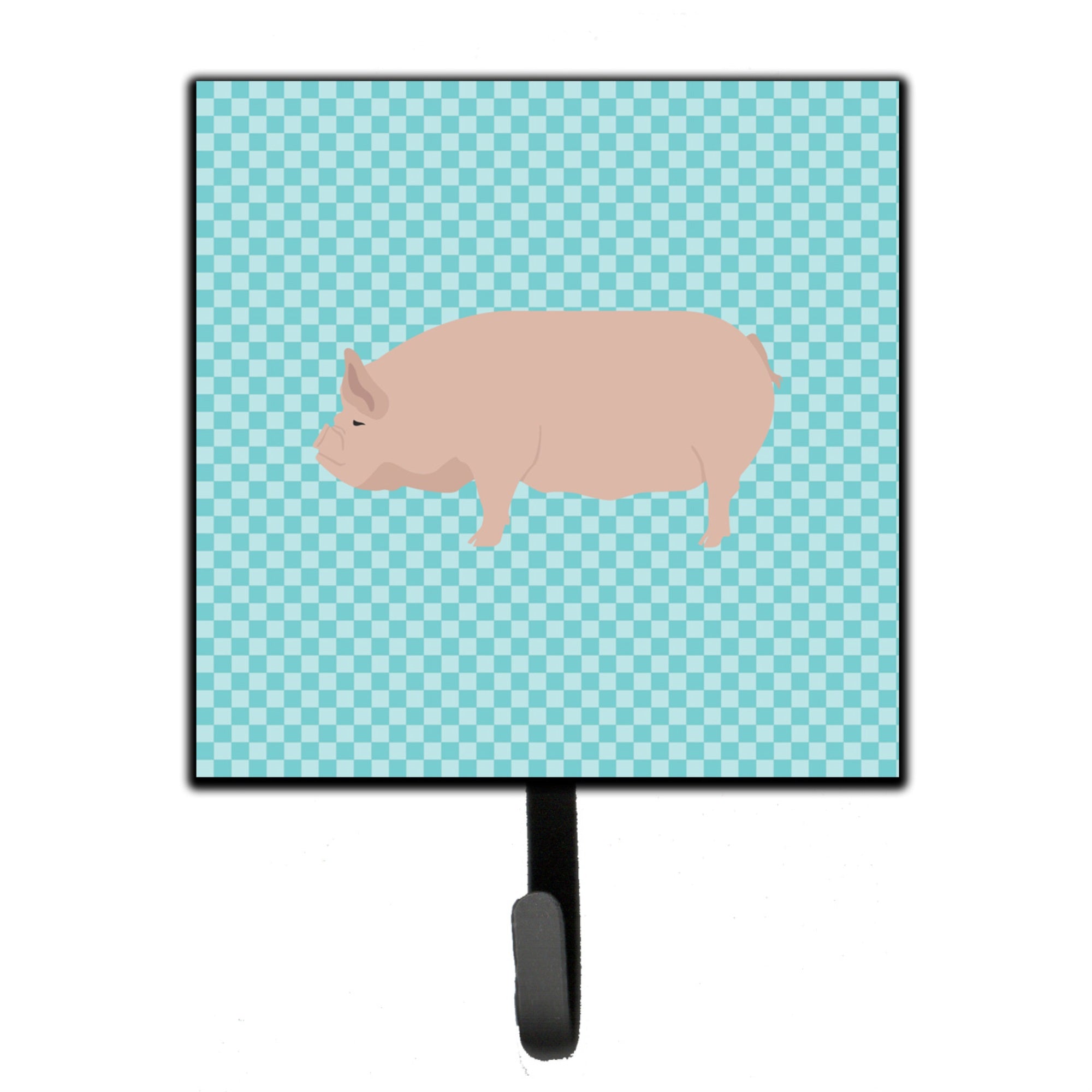 Caroline'S Treasures Welsh Pig Blue Check Wall Hook, Small, Multicolor