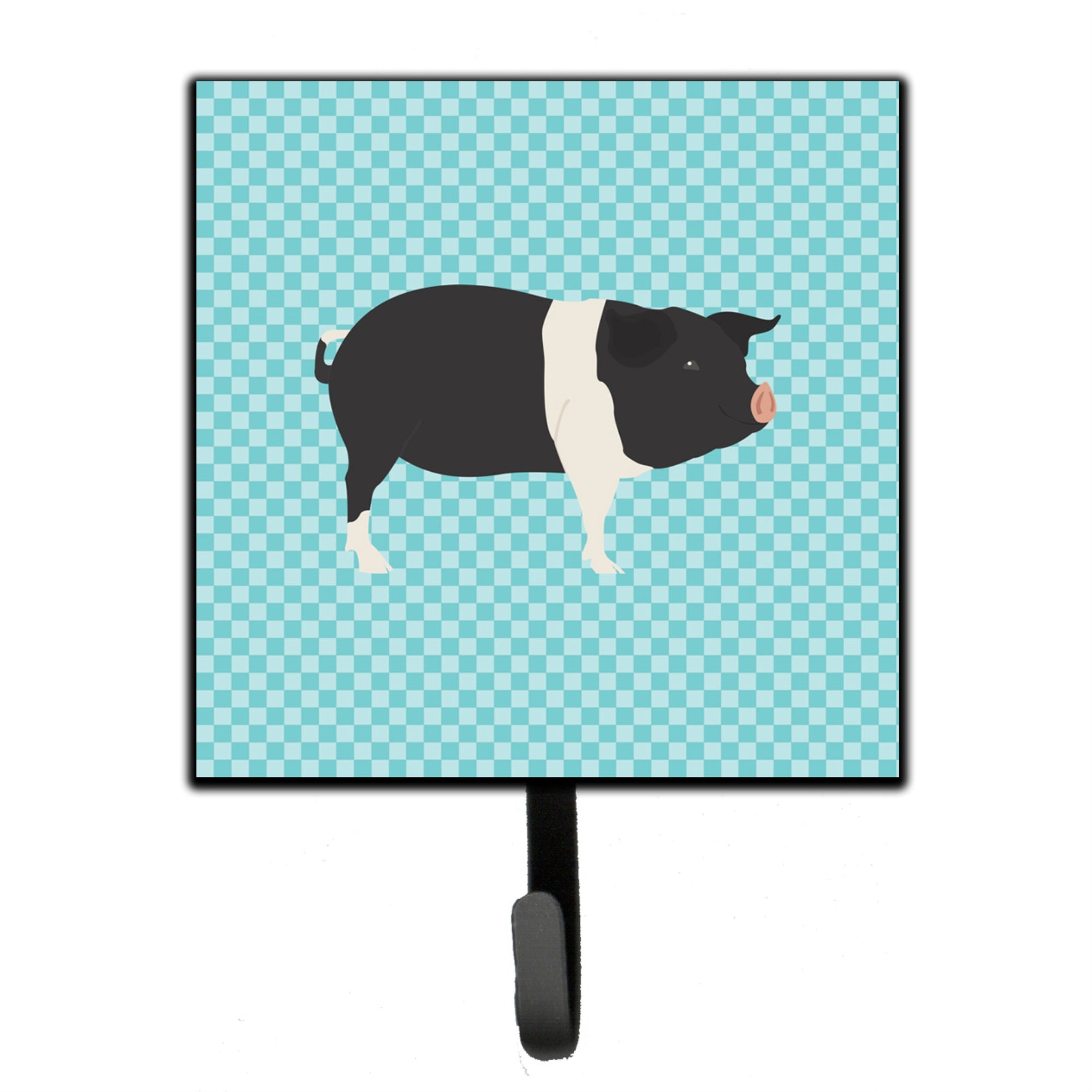 Caroline'S Treasures Hampshire Pig Blue Check Wall Hook, Small, Multicolor