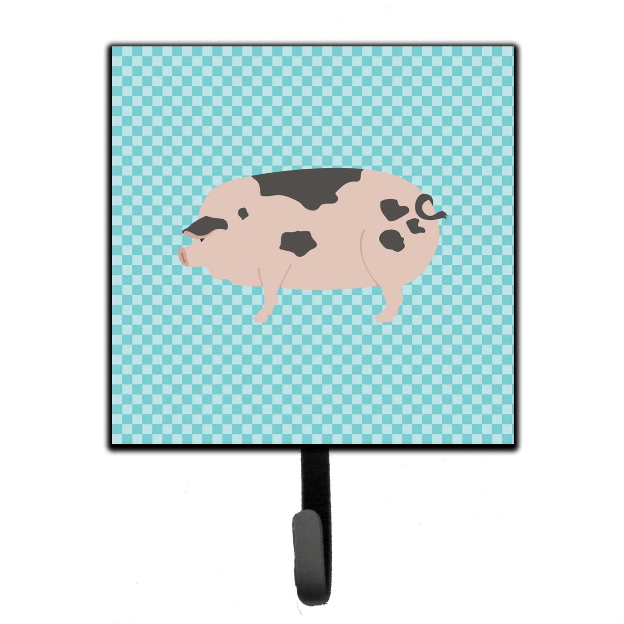Caroline'S Treasures Gloucester Old Spot Pig Blue Check Wall Hook, Small, Multicolor