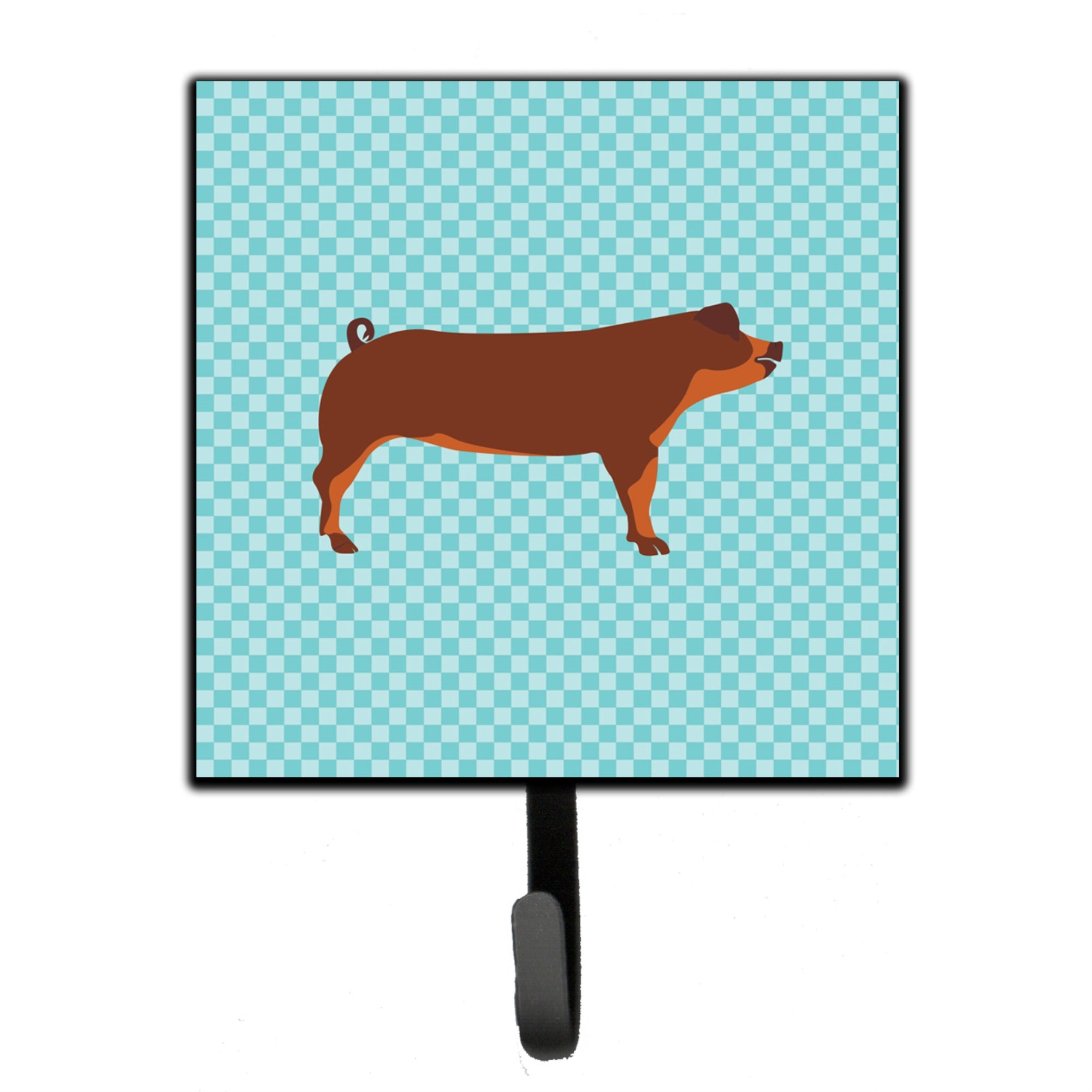 Caroline'S Treasures Duroc Pig Blue Check Wall Hook, Small, Multicolor