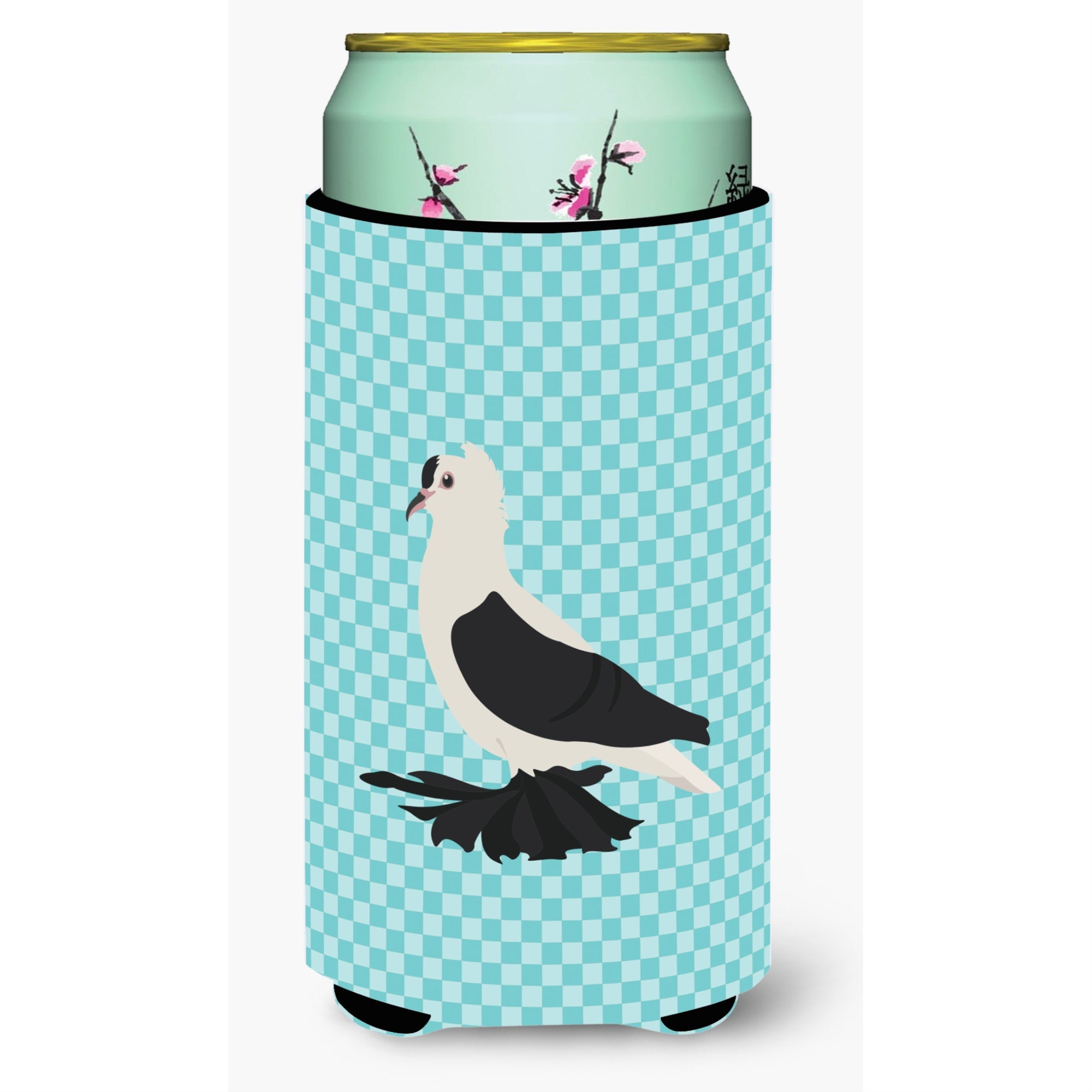 Caroline'S Treasures Saxon Fairy Swallow Pigeon Blue Check Decorative Can Hugger, Tall Boy, Multicolor