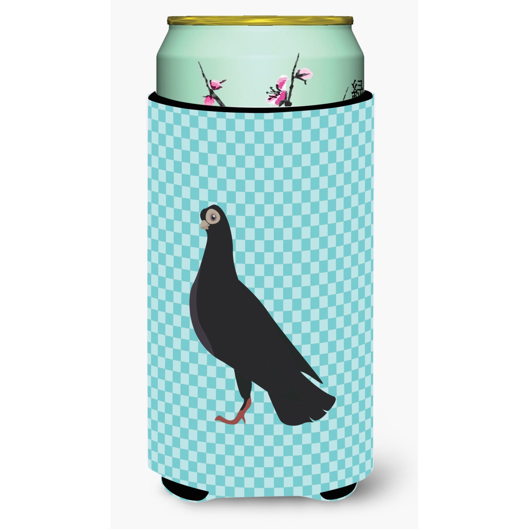 Caroline'S Treasures Budapest Highflyer Pigeon Blue Check Decorative Can Hugger, Tall Boy, Multicolor