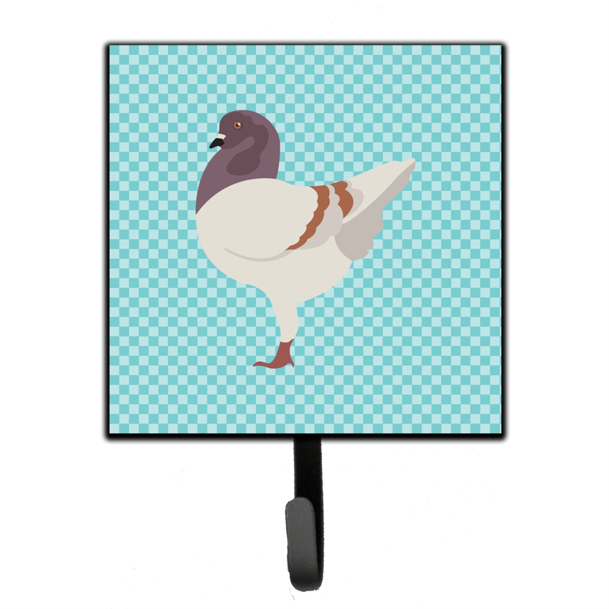 Caroline'S Treasures German Modena Pigeon Blue Check Wall Hook, Small, Multicolor