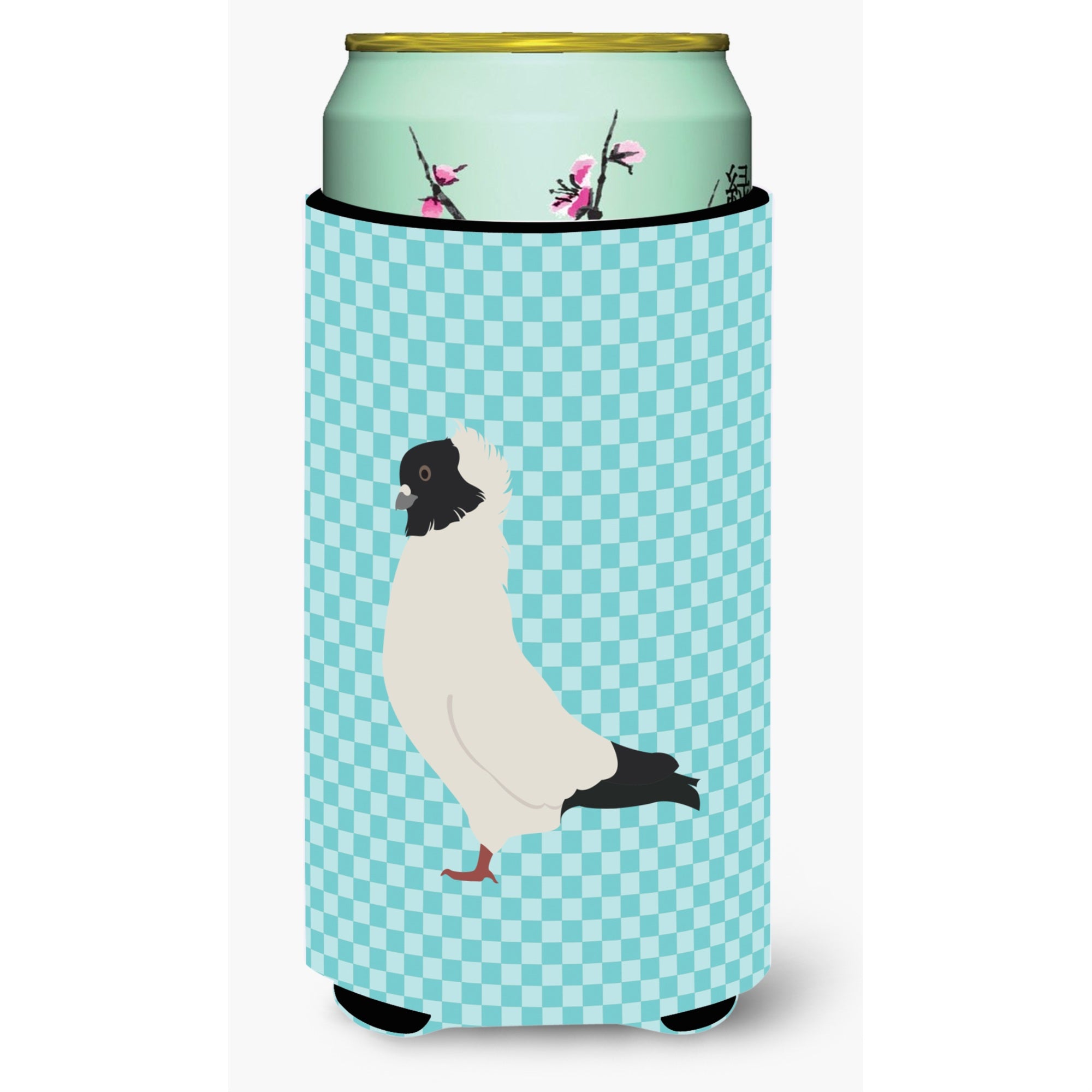 Caroline'S Treasures Nun Pigeon Blue Check Decorative Can Hugger, Tall Boy, Multicolor