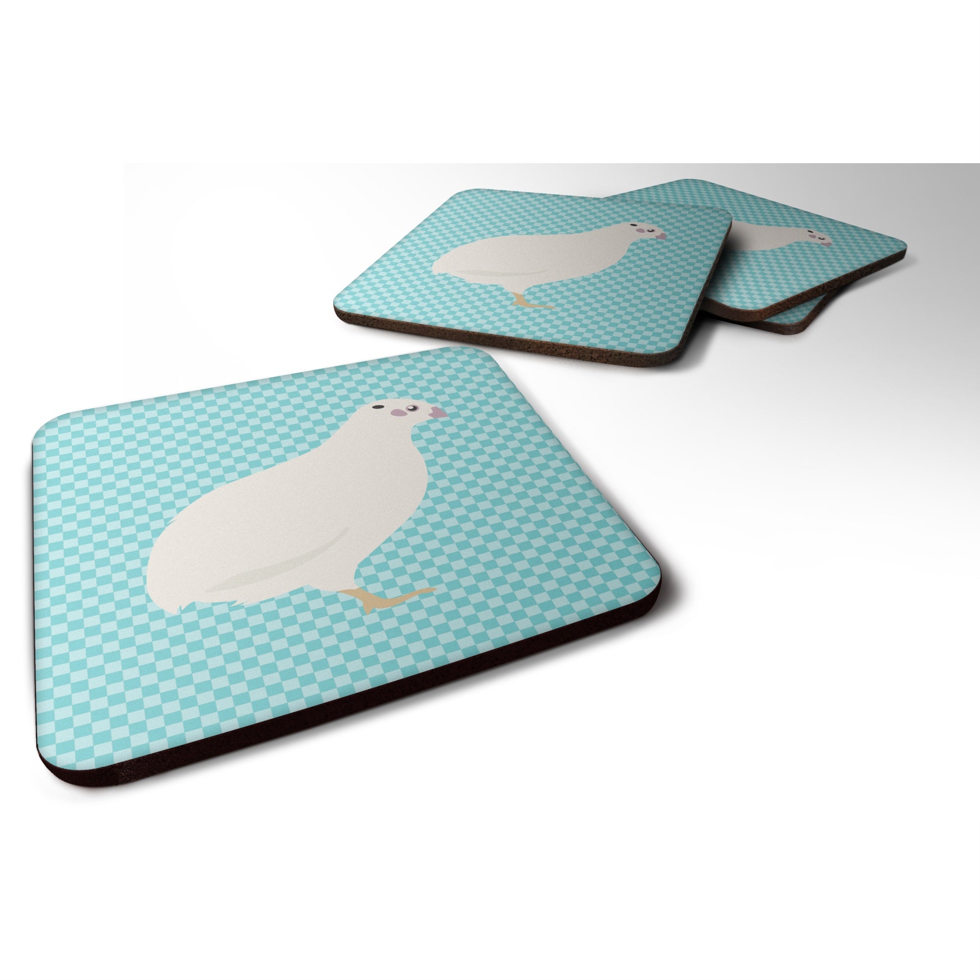 Caroline'S Treasures Texas Quail Blue Check Decorative Coasters, 3.5, Multicolor