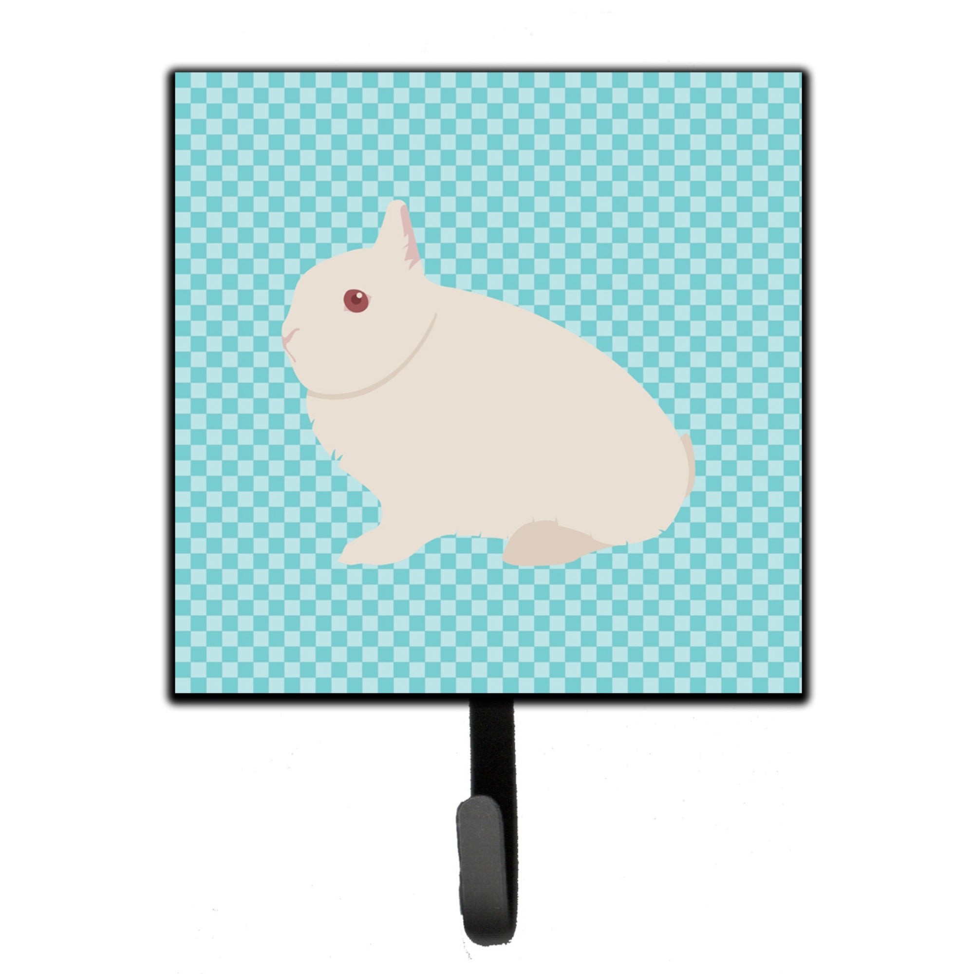 Caroline'S Treasures Hermelin Rabbit Blue Check Wall Hook, Small, Multicolor