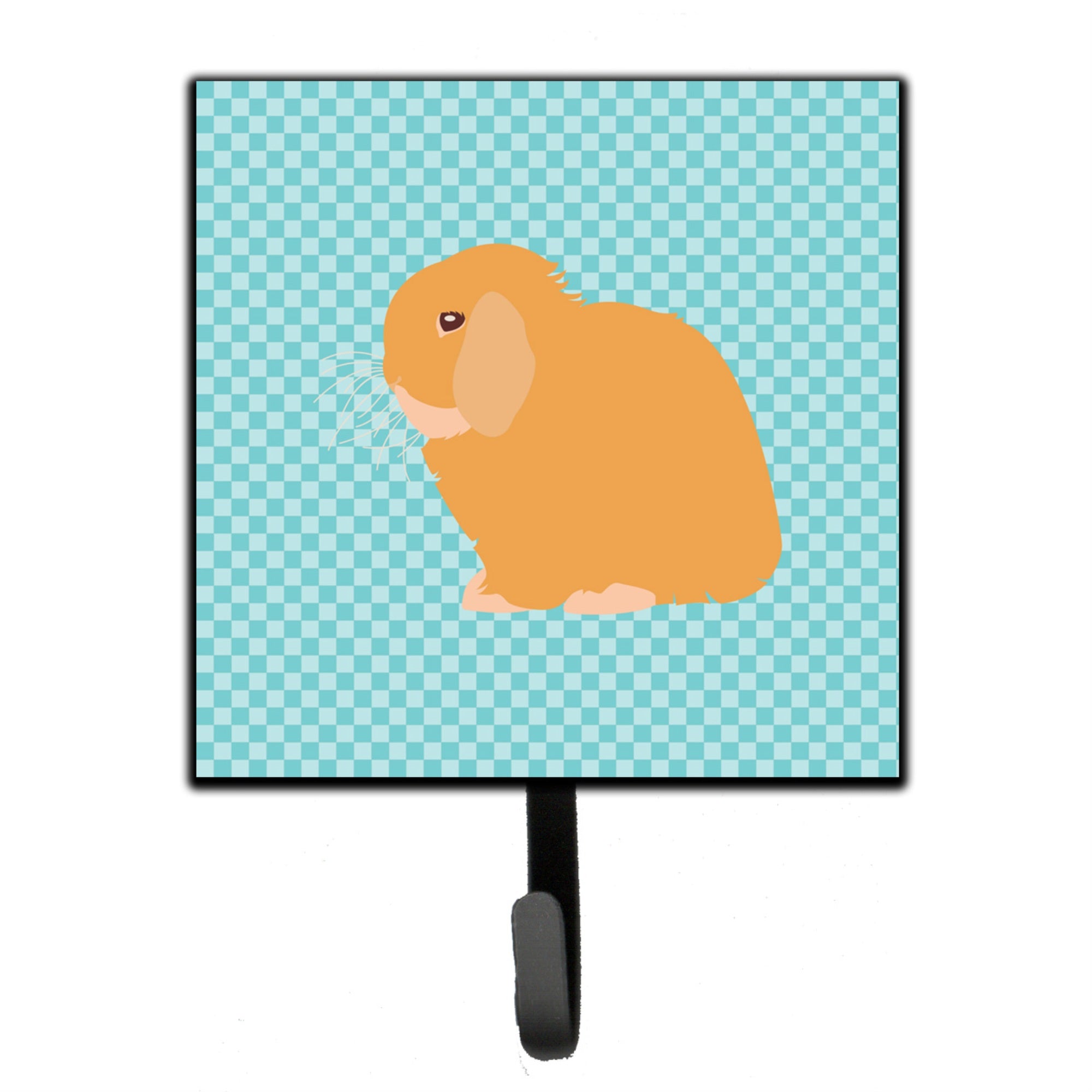 Caroline'S Treasures Holland Lop Rabbit Blue Check Wall Hook, Small, Multicolor