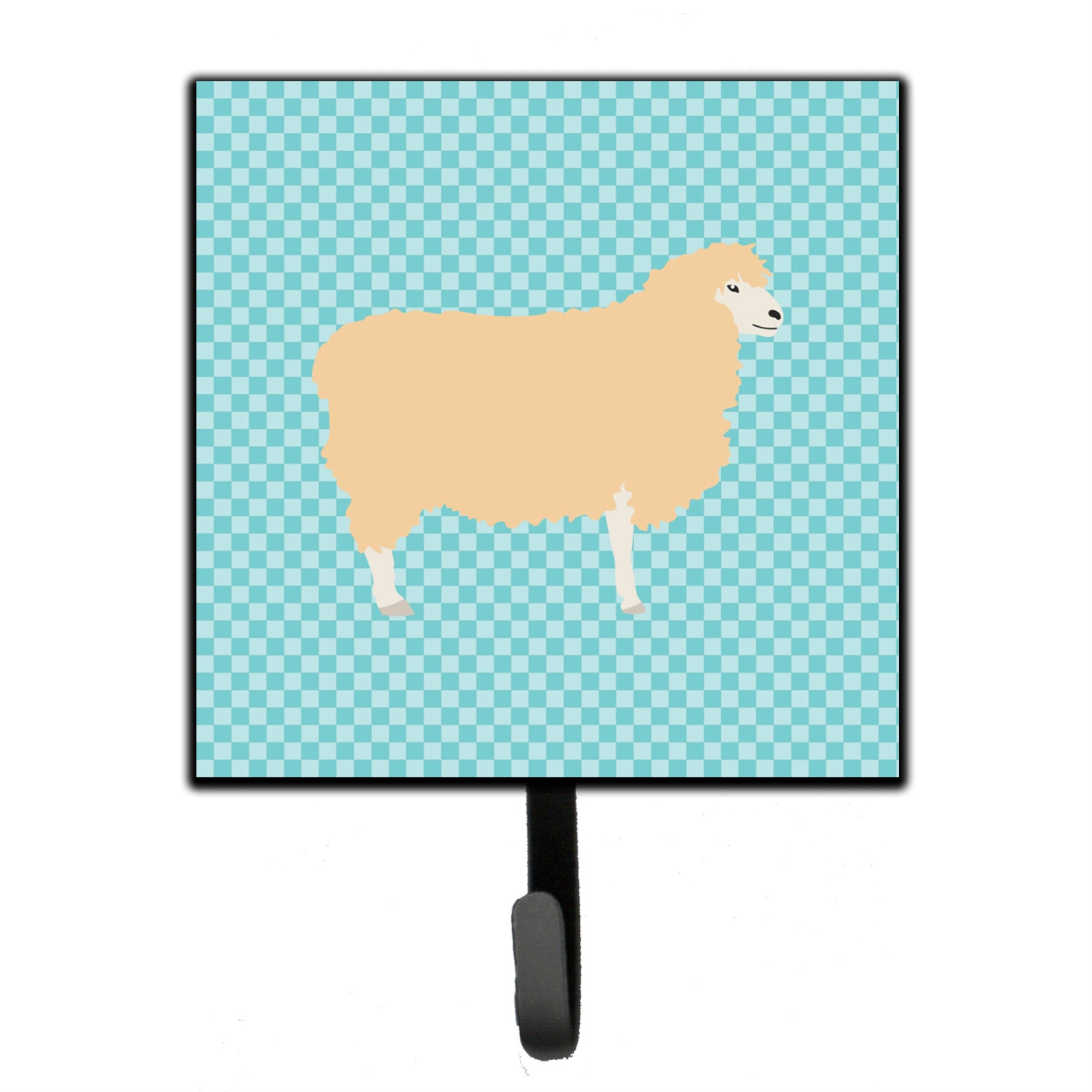 Caroline'S Treasures Blue Check English Leicester Longwool Sheep Wall Hook, Small, Multicolor