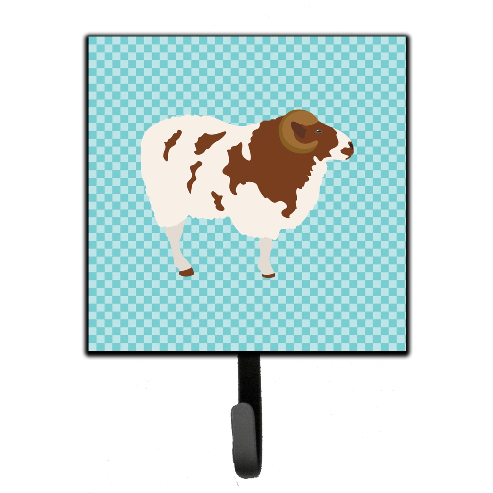 Caroline'S Treasures Jacob Sheep Blue Check Wall Hook, Small, Multicolor
