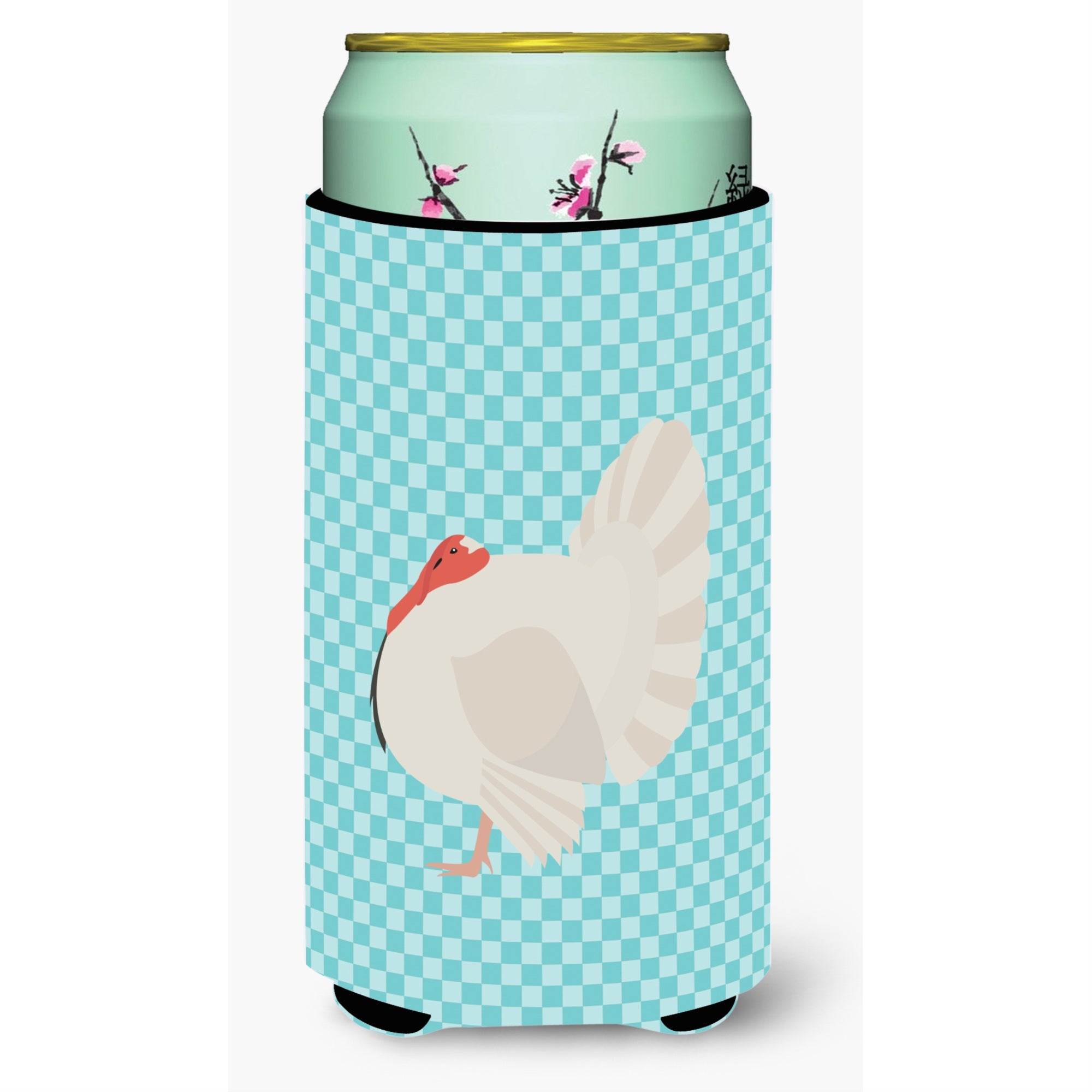 Caroline'S Treasures White Holland Turkey Blue Check Decorative Can Hugger, Tall Boy, Multicolor