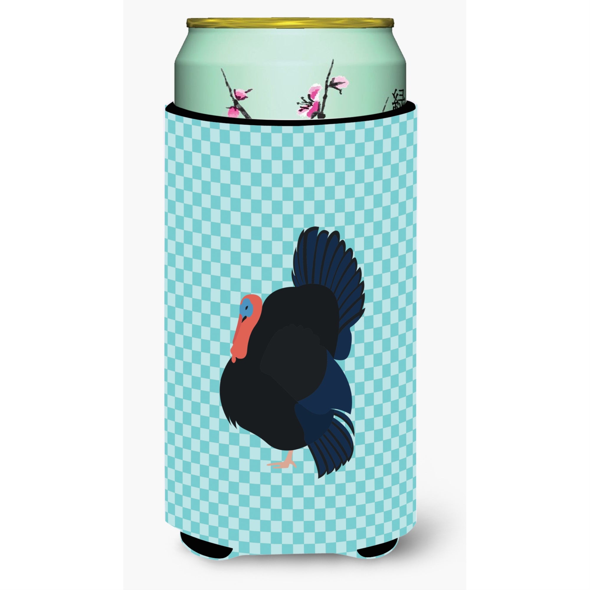 Caroline'S Treasures Norfolk Black Turkey Blue Check Decorative Can Hugger, Tall Boy, Multicolor