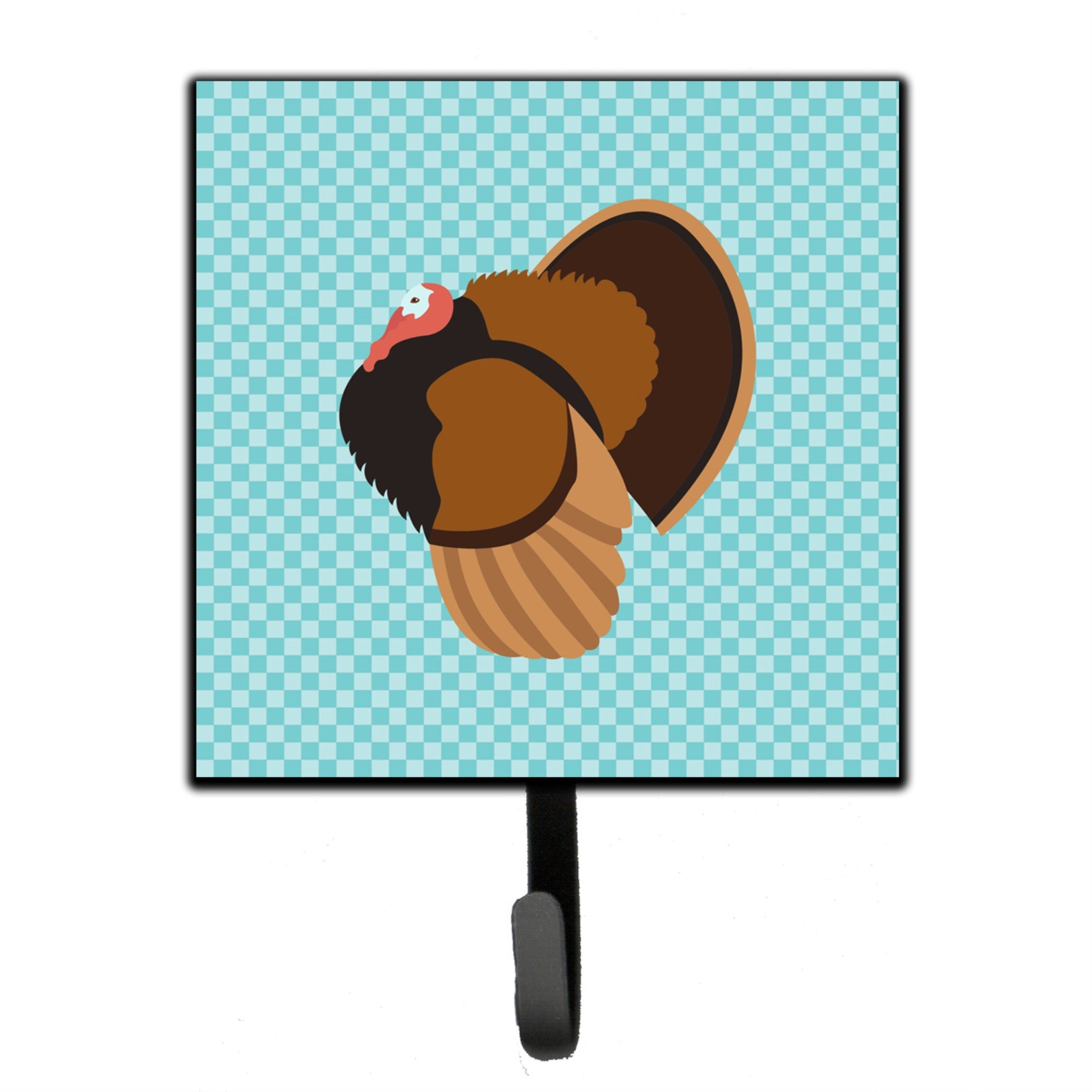 Caroline'S Treasures Bronze Turkey Blue Check Wall Hook, Small, Multicolor