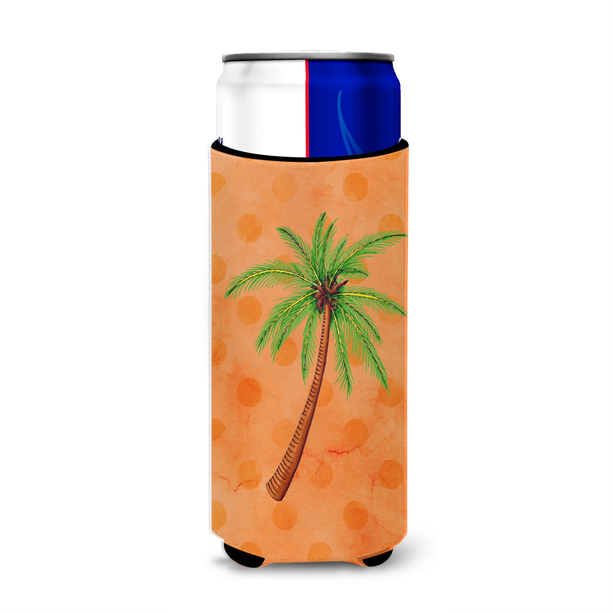 Caroline'S Treasures Palm Tree Orange Polkadot Beverage Insulator Hugger, Slim, Multicolor