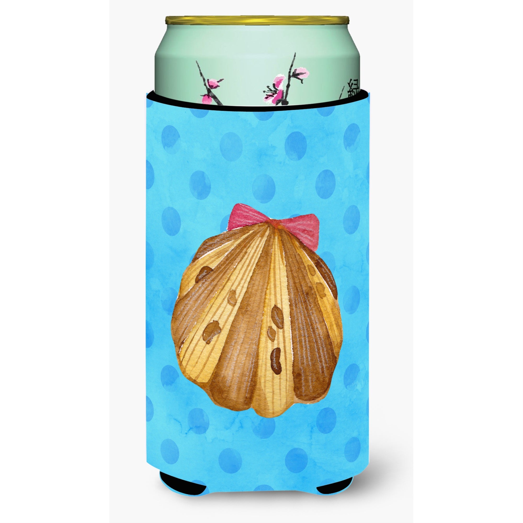 Caroline'S Treasures Sea Shell Blue Polkadot Beverage Insulator Hugger, Tall, Multicolor