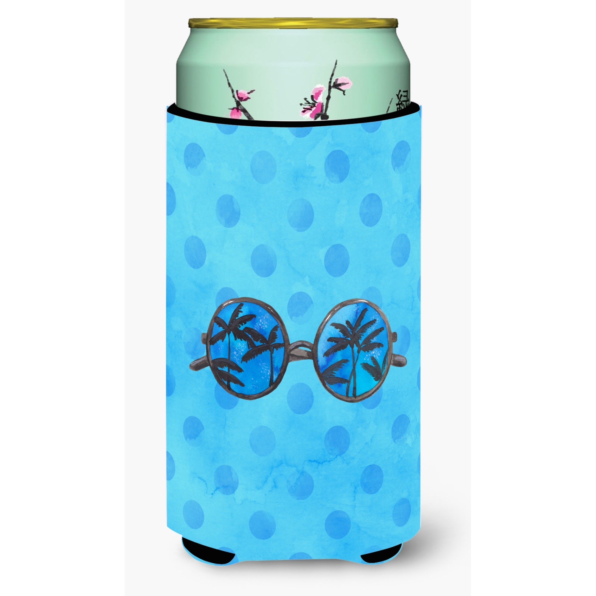 Caroline'S Treasures Sunglasses Blue Polkadot Beverage Insulator Hugger, Tall, Multicolor