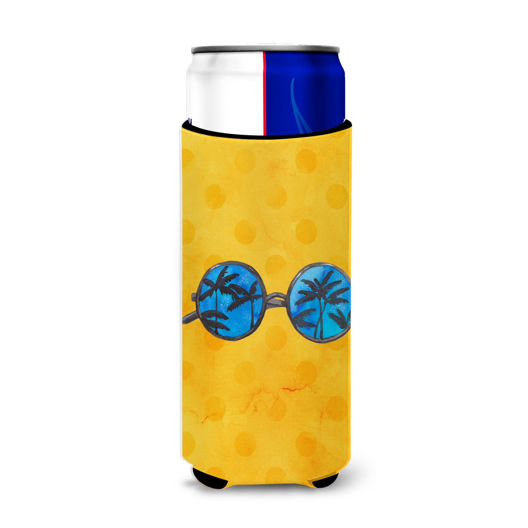 Caroline'S Treasures Sunglasses Yellow Polkadot Beverage Insulator Hugger, Slim, Multicolor