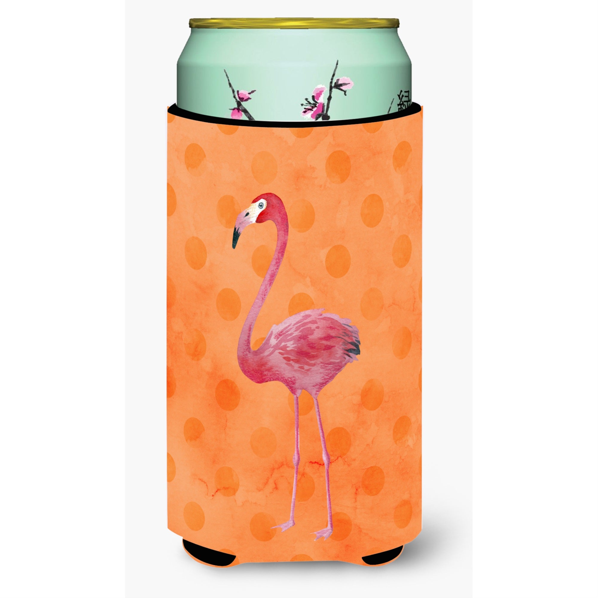 Caroline'S Treasures Flamingo Orange Polkadot Beverage Insulator Hugger, Tall, Multicolor