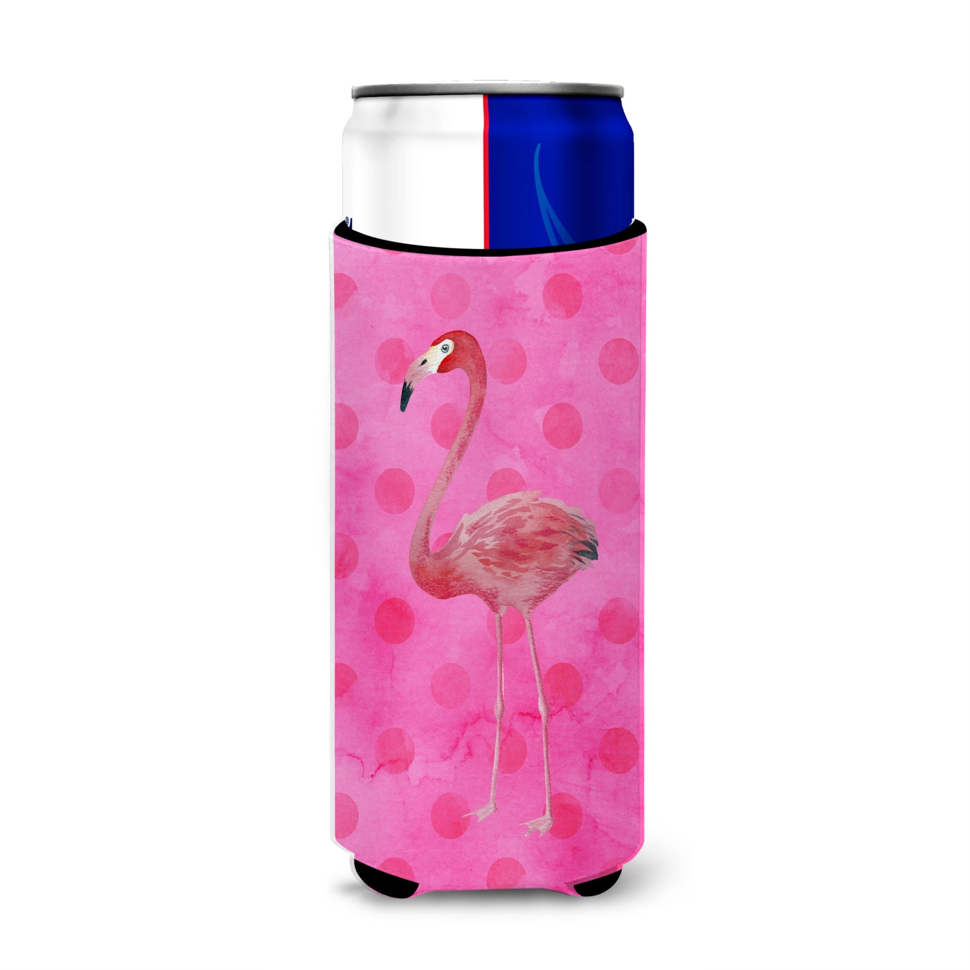 Caroline'S Treasures Flamingo Pink Polkadot Beverage Insulator Hugger, Slim, Multicolor