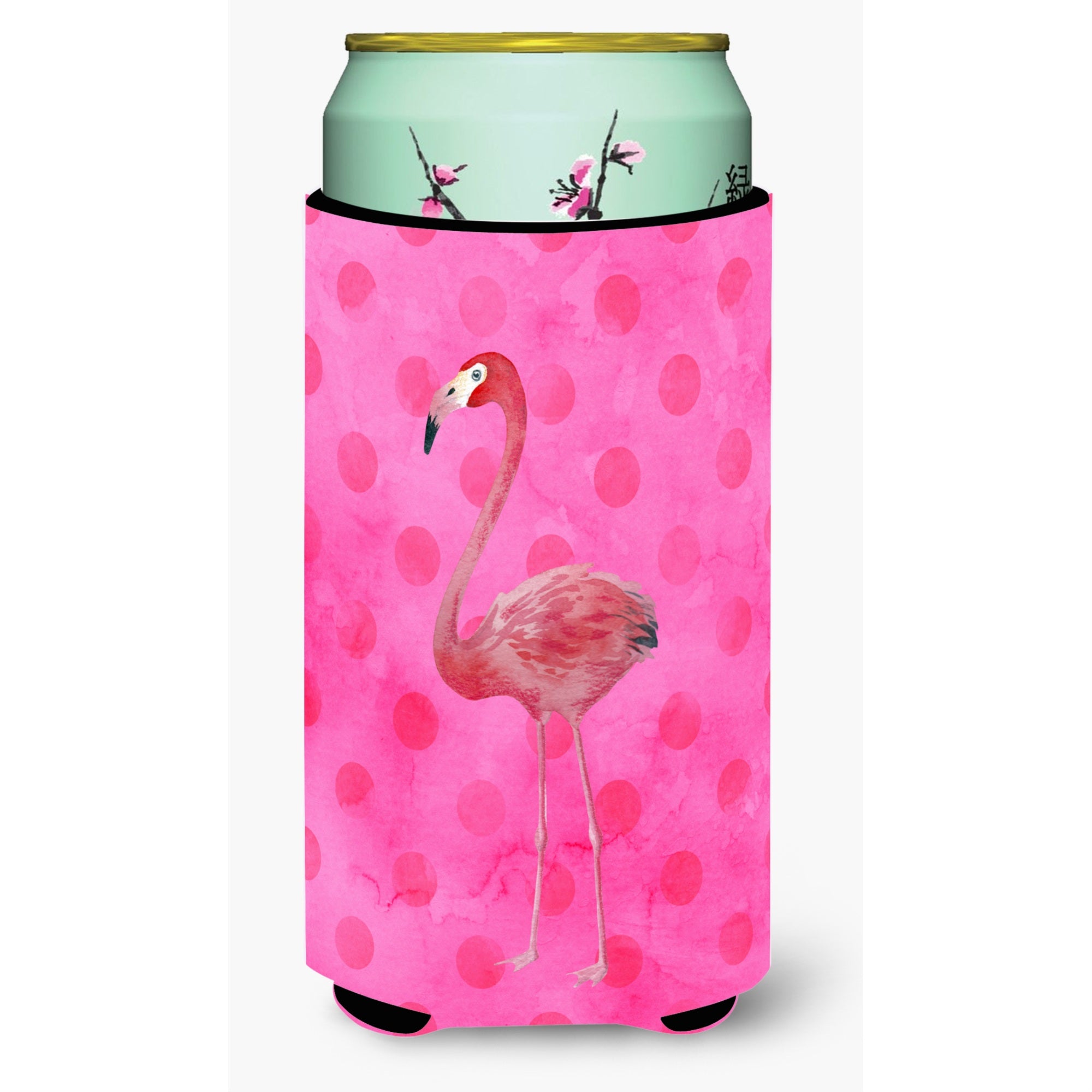 Caroline'S Treasures Flamingo Pink Polkadot Beverage Insulator Hugger, Tall, Multicolor