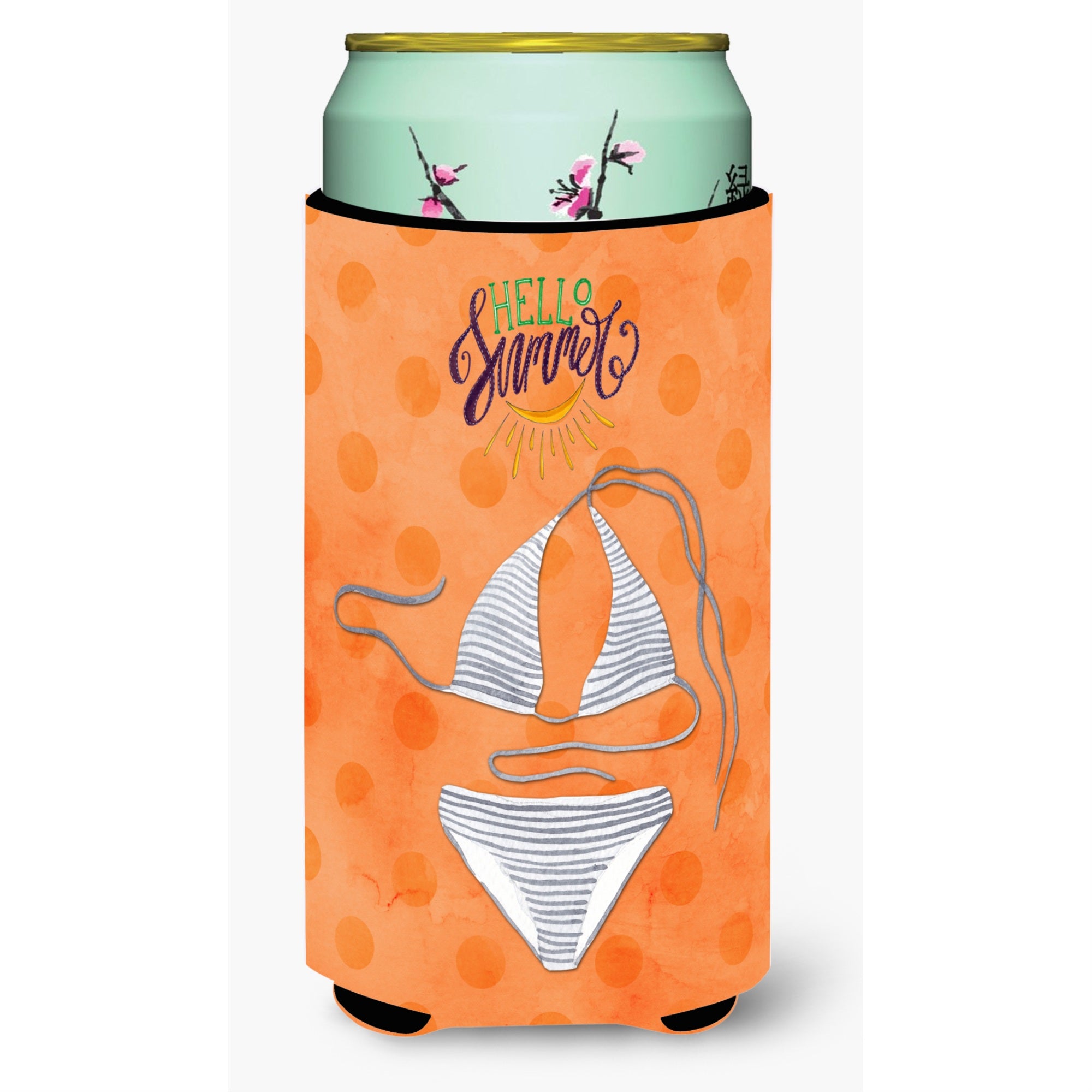 Caroline'S Treasures Bikini Swimsuit Orange Polkadot Beverage Insulator Hugger, Tall, Multicolor