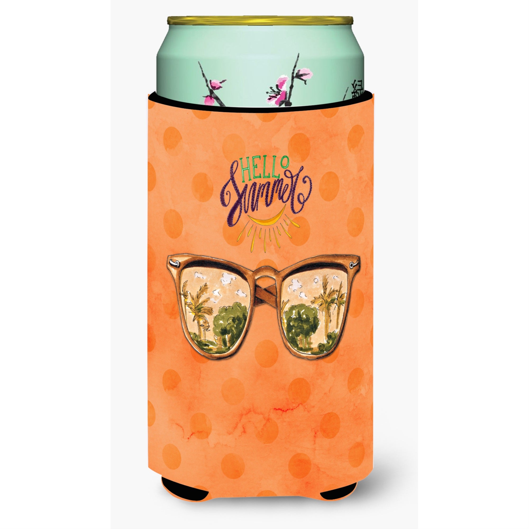 Caroline'S Treasures Beach Sunglasses Orange Polkadot Beverage Insulator Hugger, Tall, Multicolor