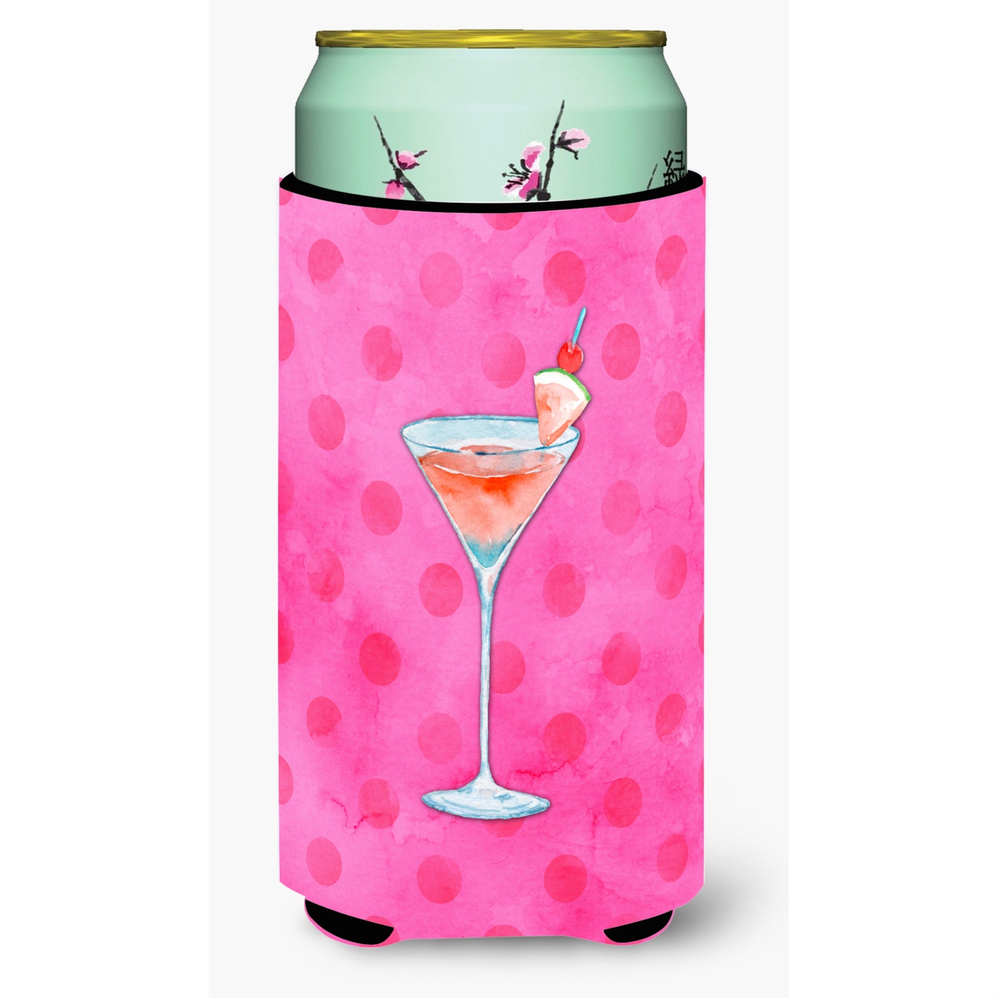 Caroline'S Treasures Summer Martini Pink Polkadot Beverage Insulator Hugger, Tall, Multicolor